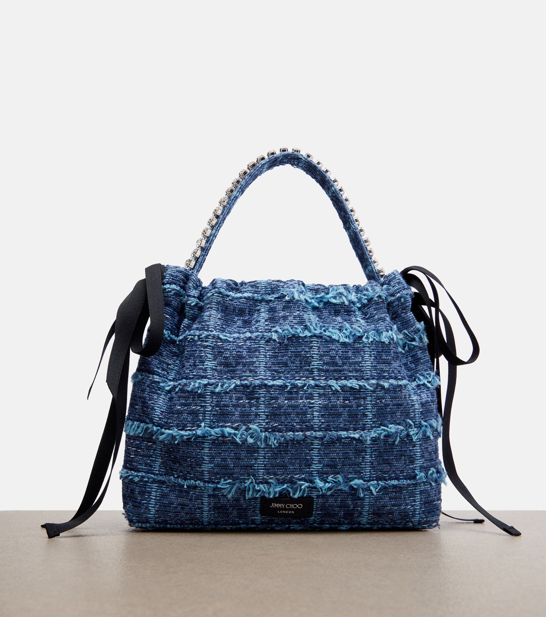 JIMMY CHOO Drawstring Mini embellished top-handle bag