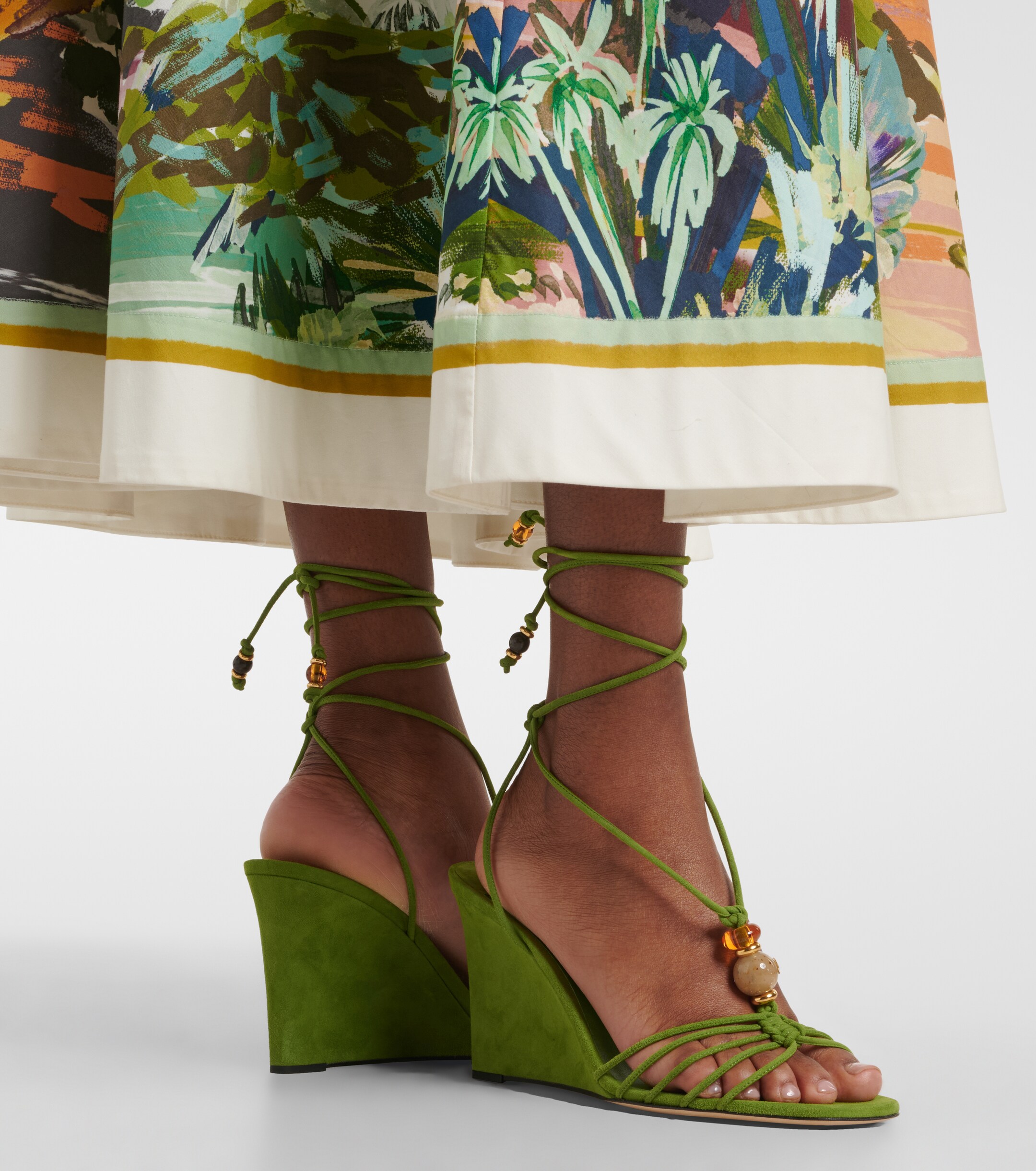 JIMMY CHOO Jimmy Choo Lola embellished suede wedge sandals