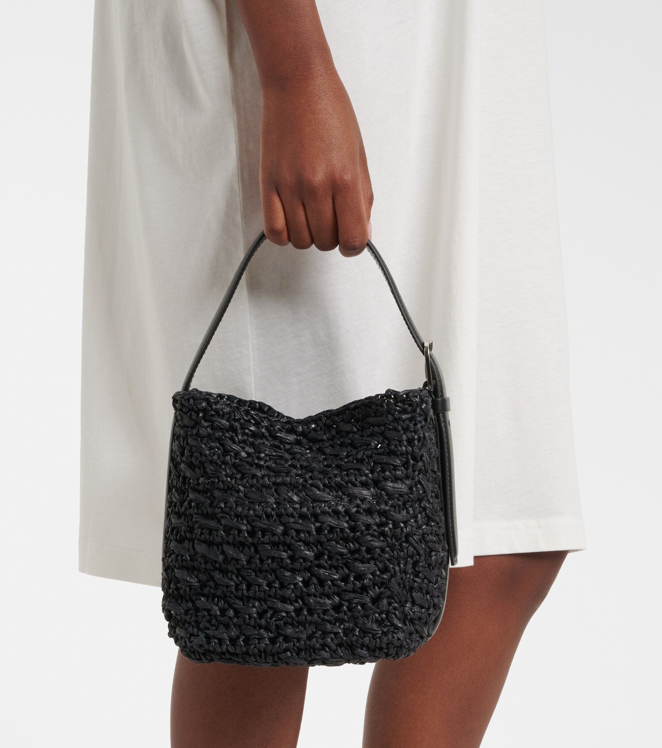 TOTEME Belted Small raffia top-handle bag