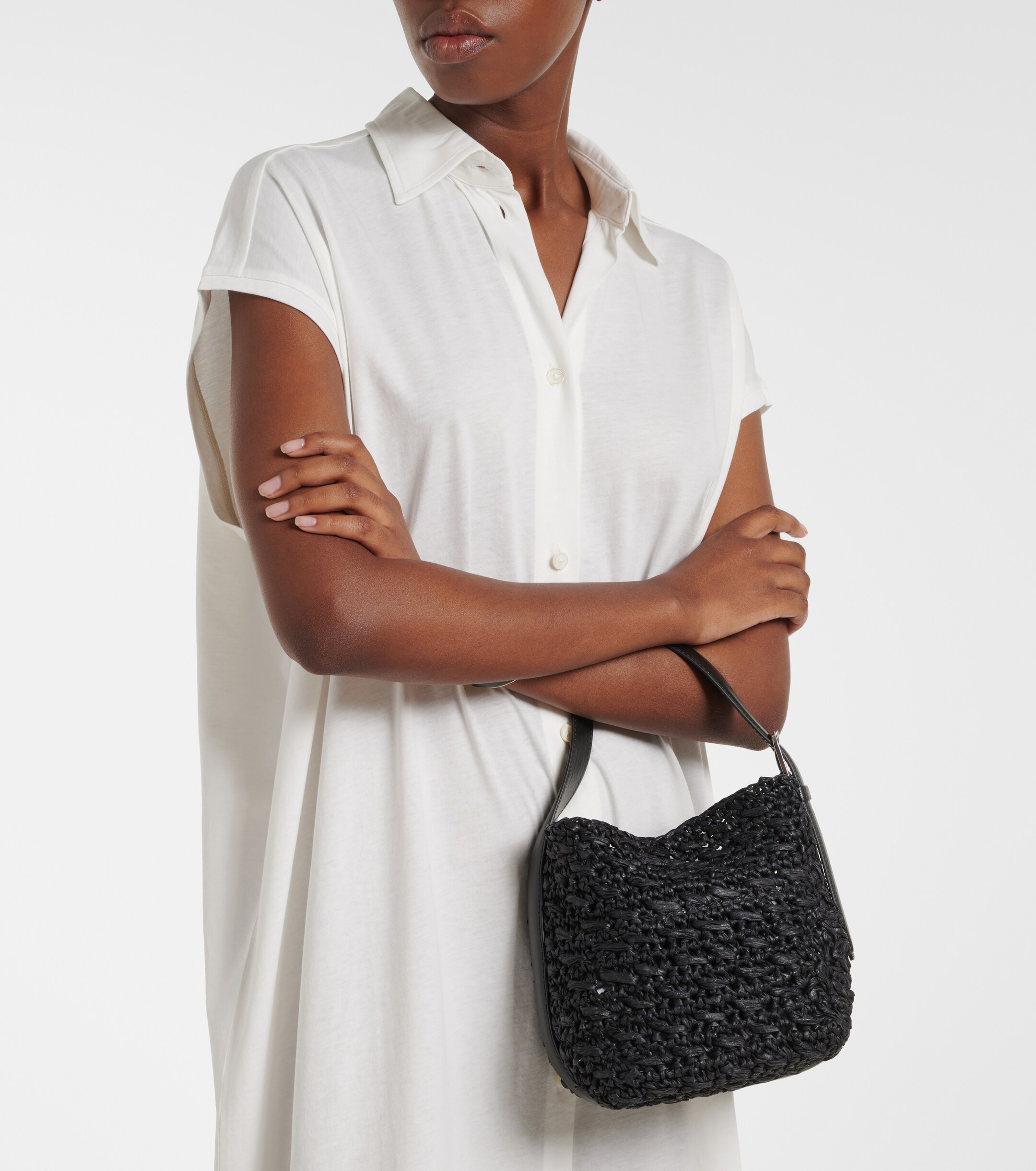 TOTEME Belted Small raffia top-handle bag