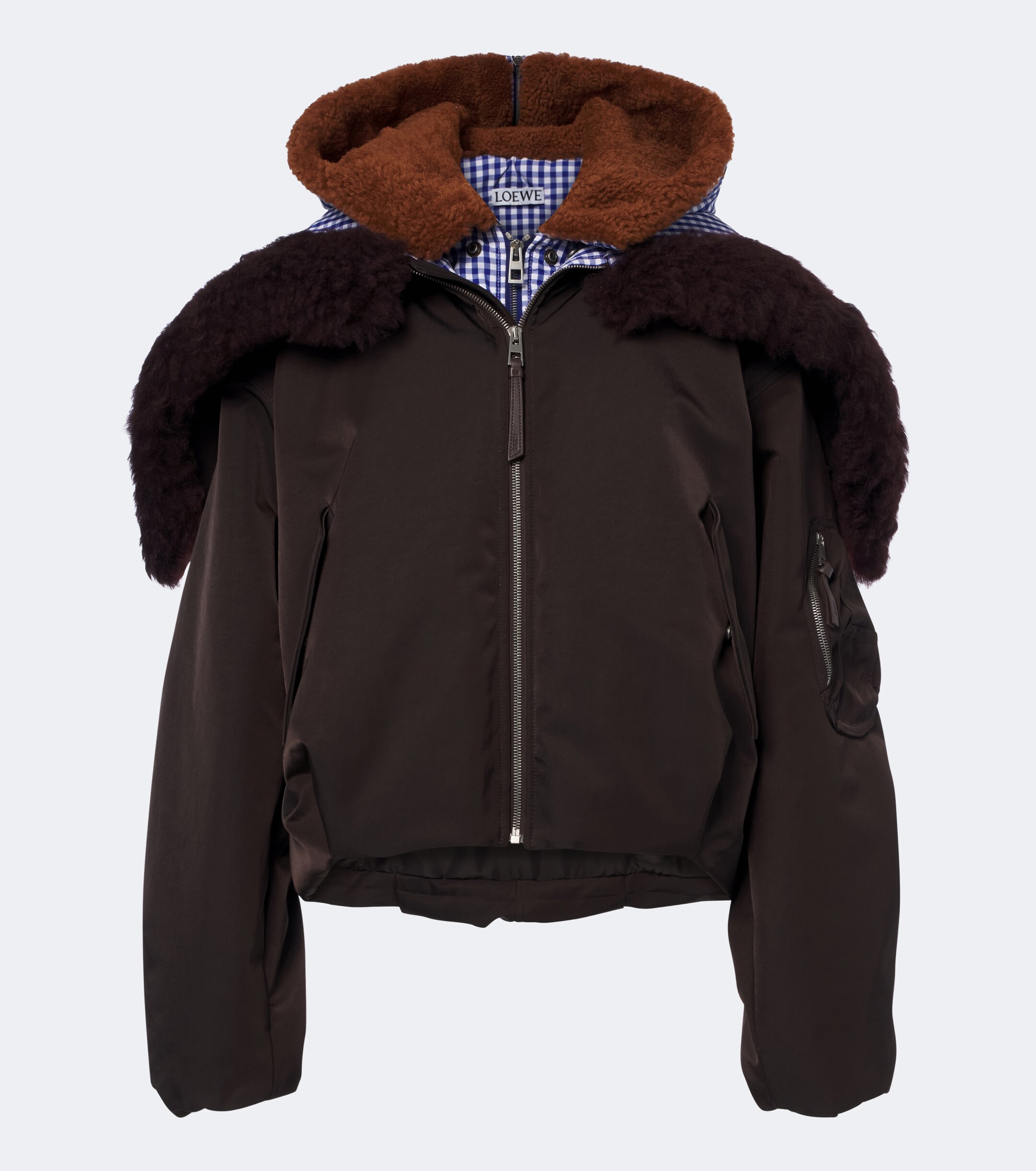 Loewe Loewe Gingham hooded layered technical jacket