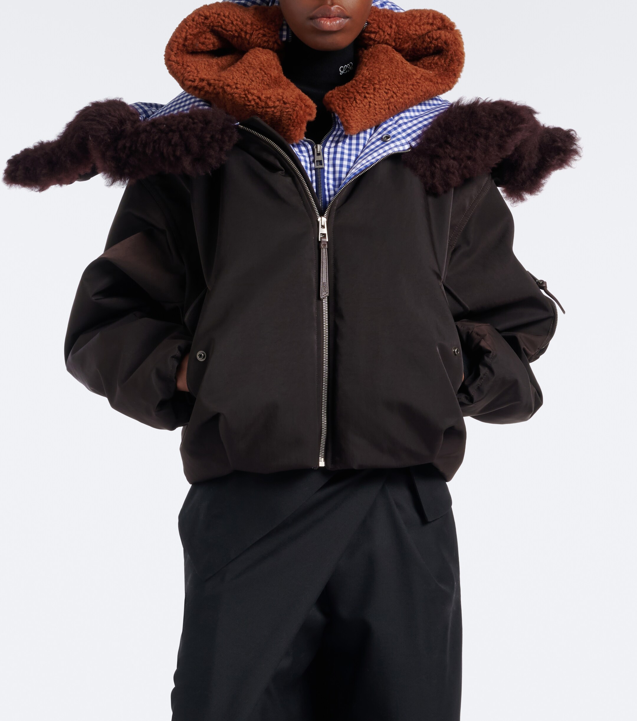 Loewe Loewe Gingham hooded layered technical jacket