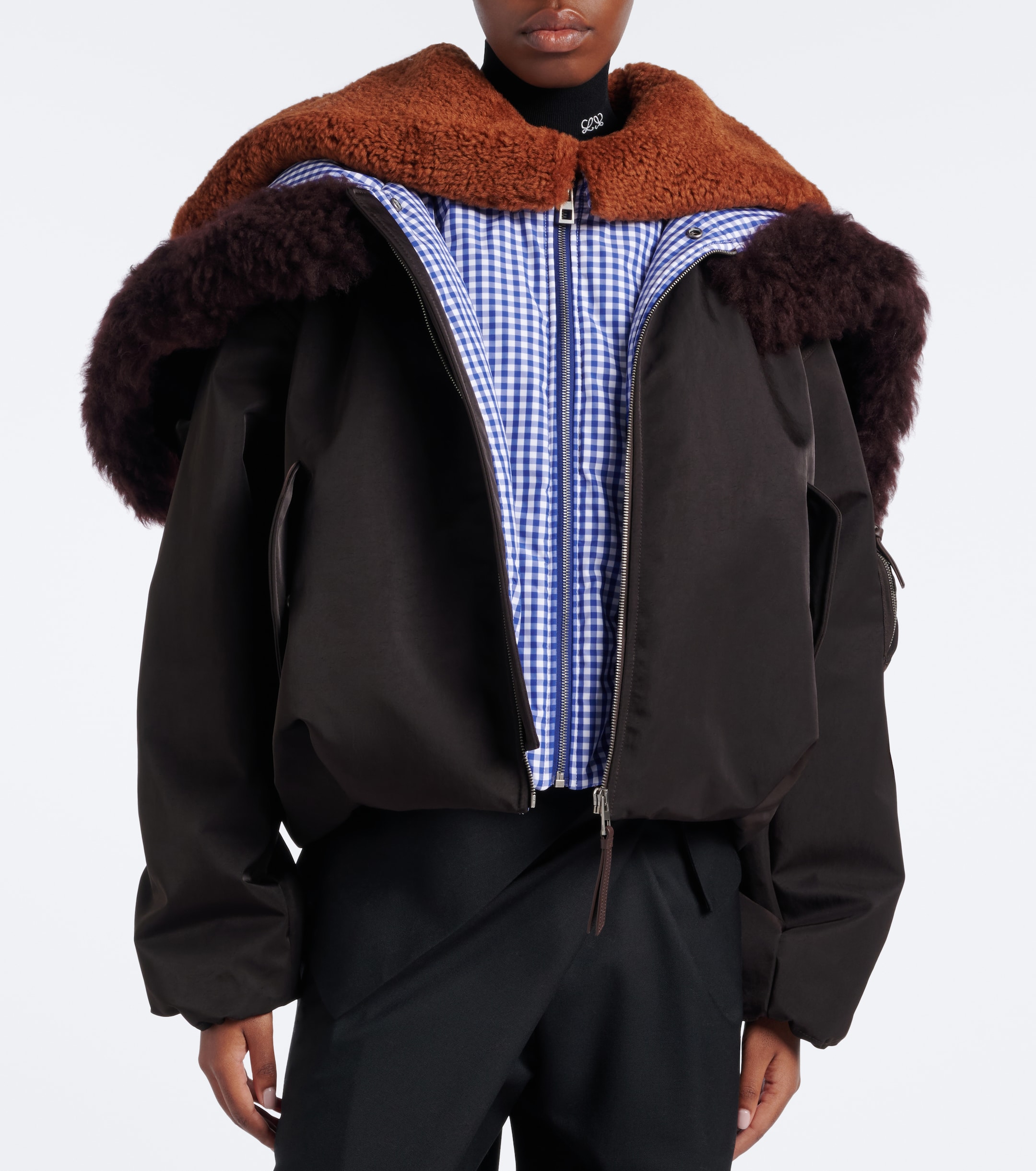 Loewe Loewe Gingham hooded layered technical jacket