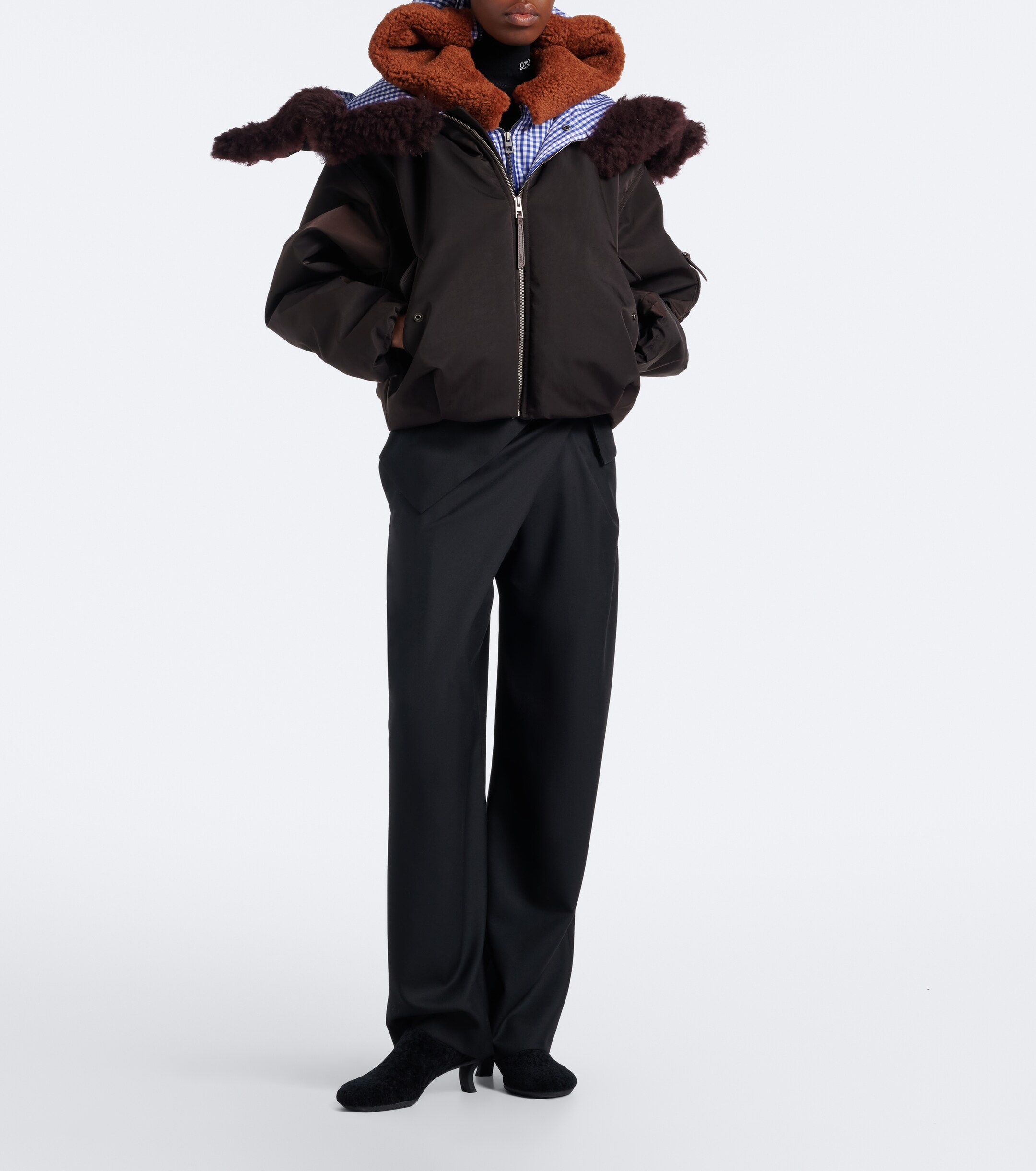 Loewe Loewe Gingham hooded layered technical jacket