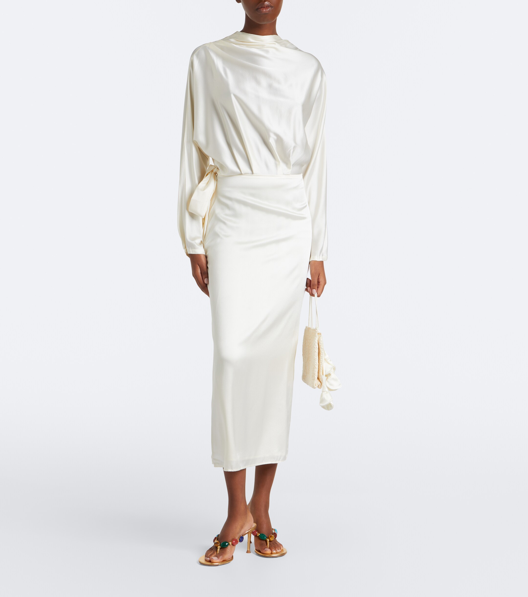 Staud Staud Phoebe draped silk-blend midi dress