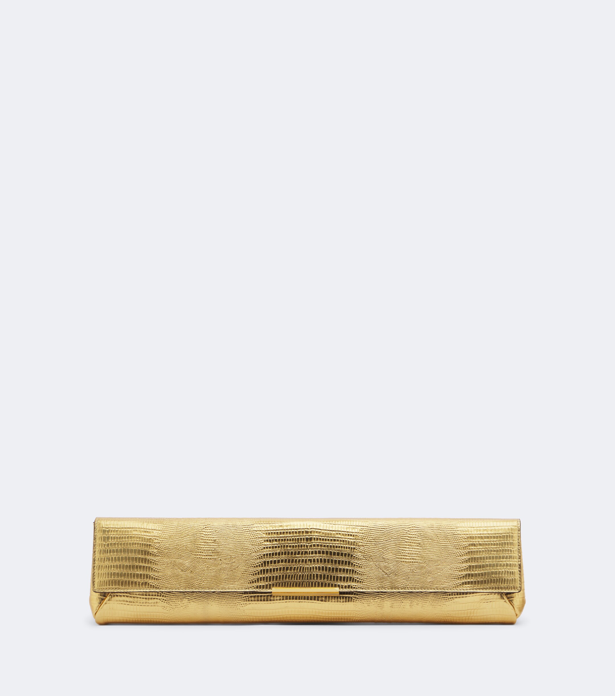 Balmain Balmain Croc-effect metallic leather clutch