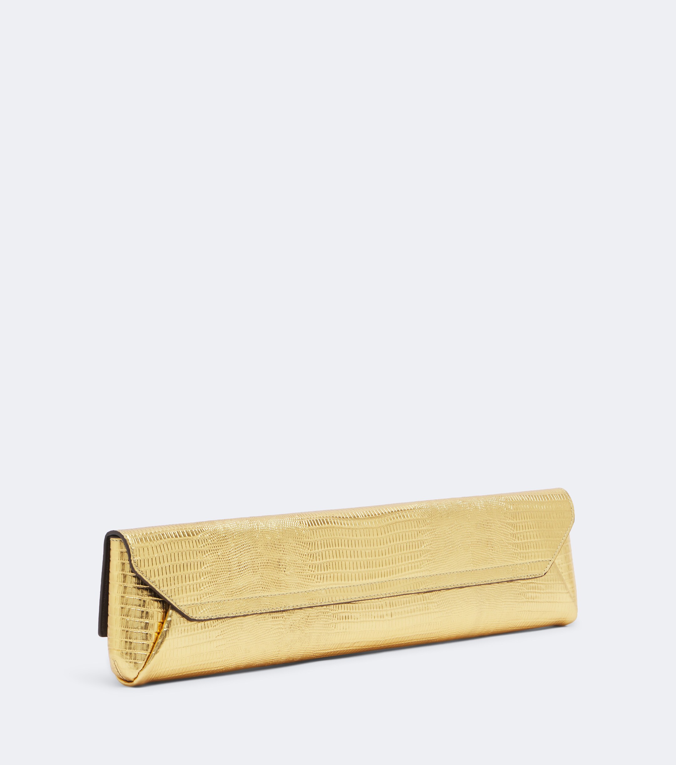Balmain Balmain Croc-effect metallic leather clutch