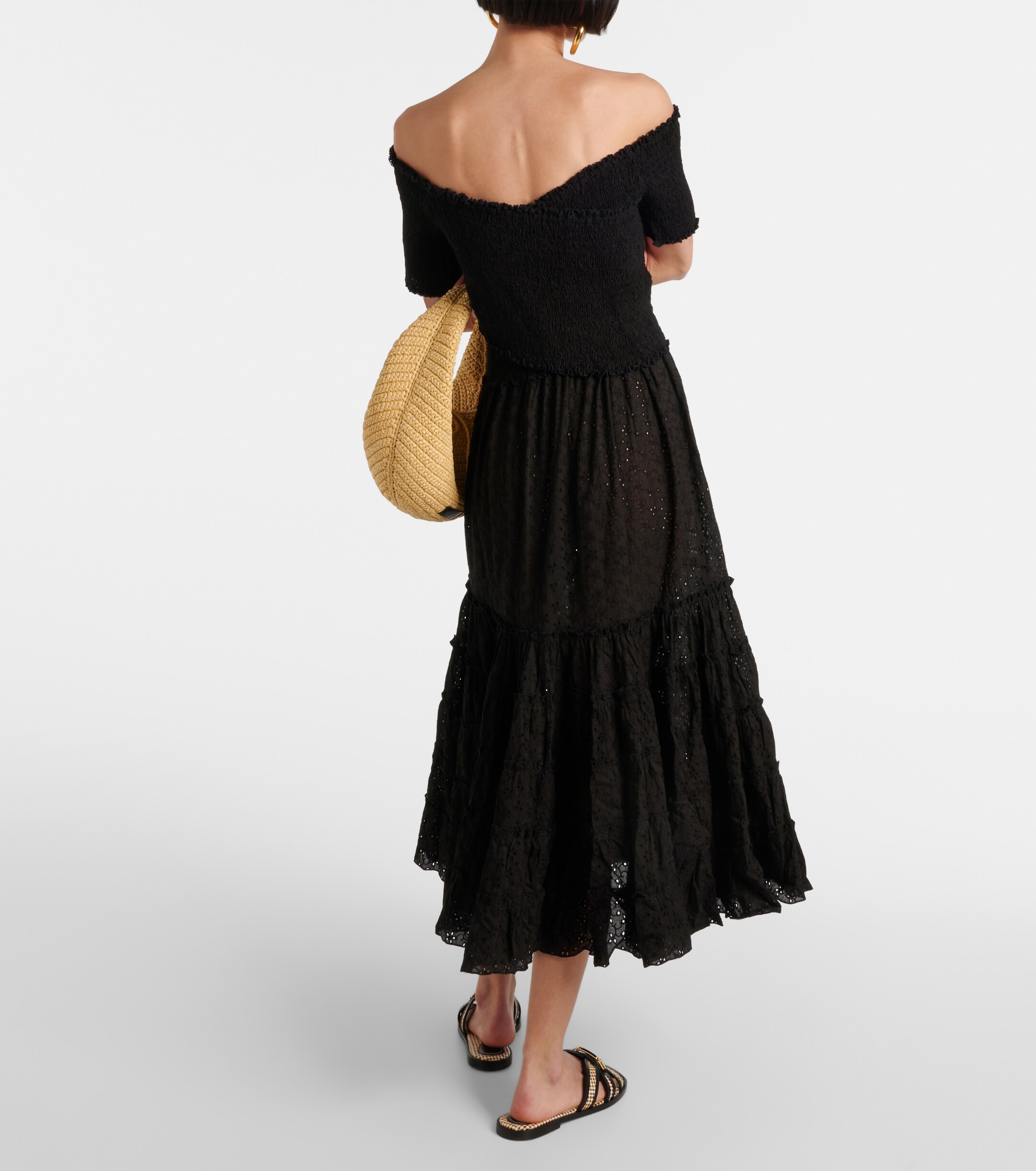 Poupette St Barth Soledad smocked cotton midi dress