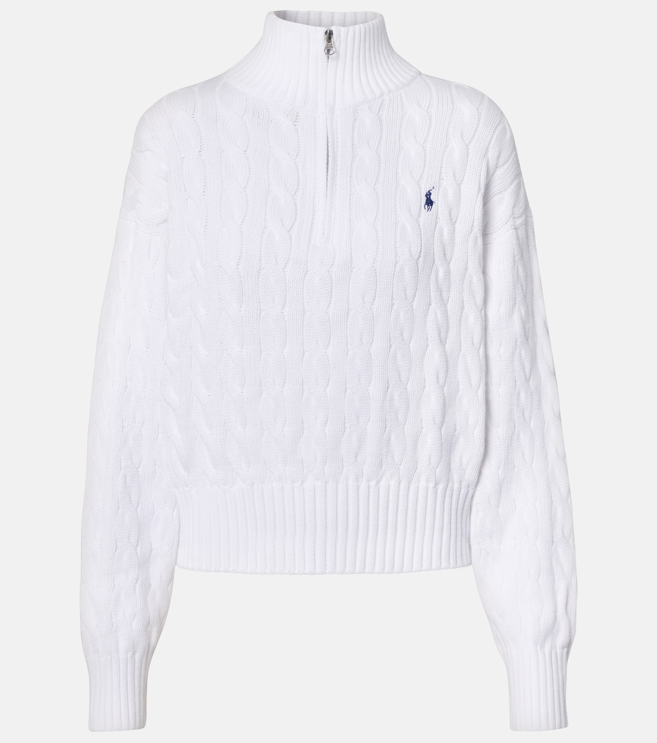 Polo Ralph Lauren Logo cable-knit cotton half-zip sweater thumbnail