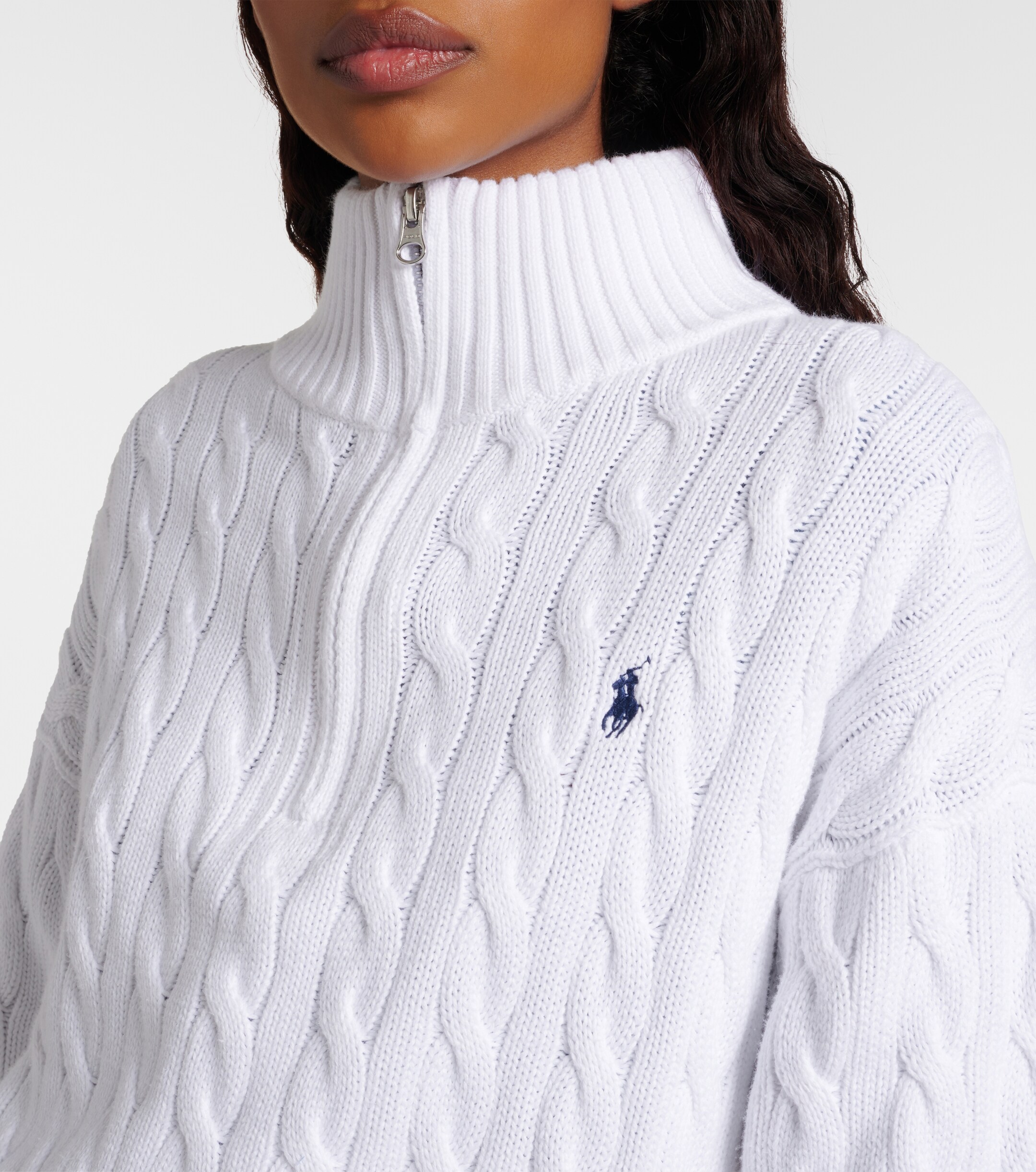Polo Ralph Lauren Logo cable-knit cotton half-zip sweater thumbnail