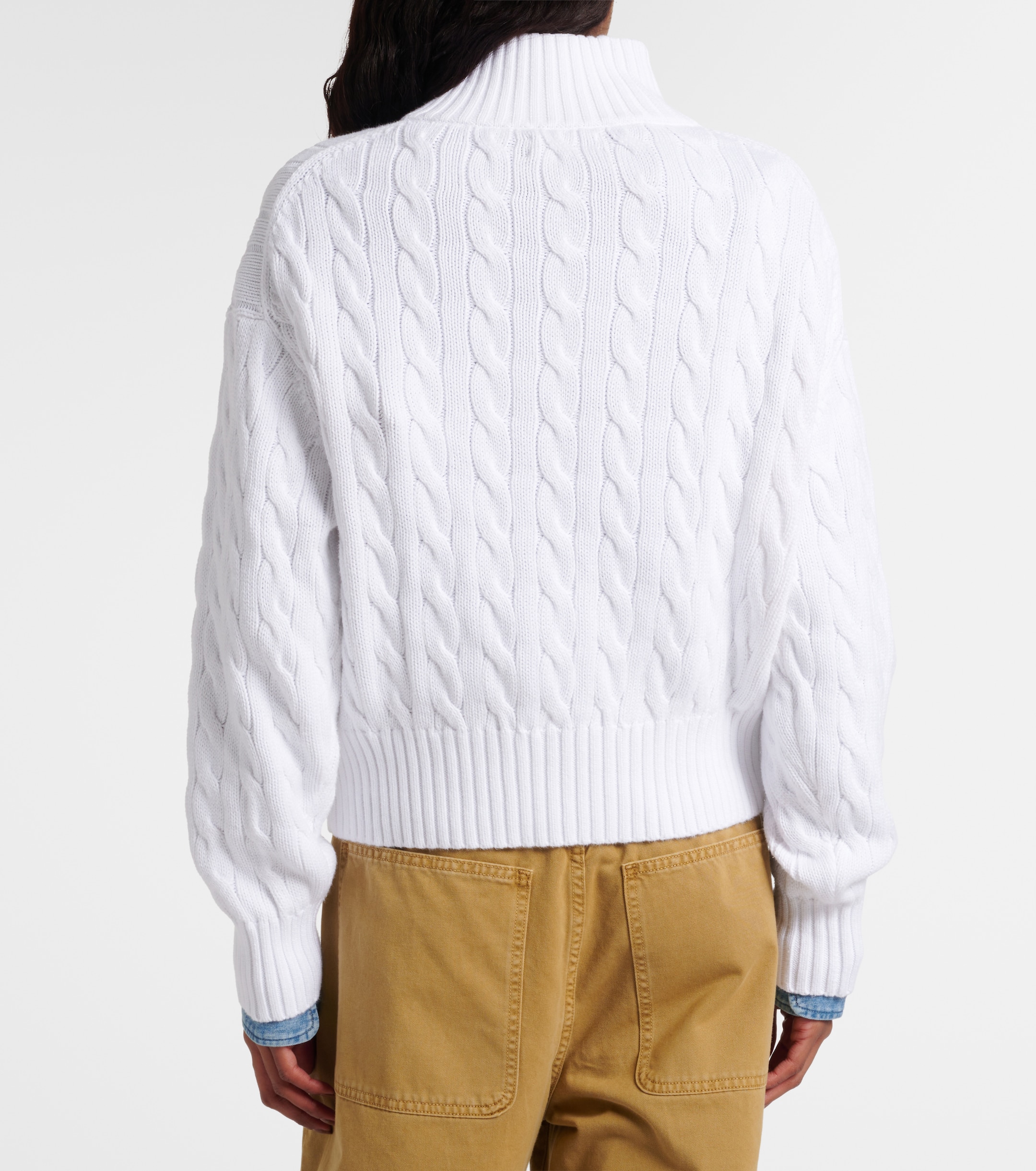 Polo Ralph Lauren Logo cable-knit cotton half-zip sweater thumbnail