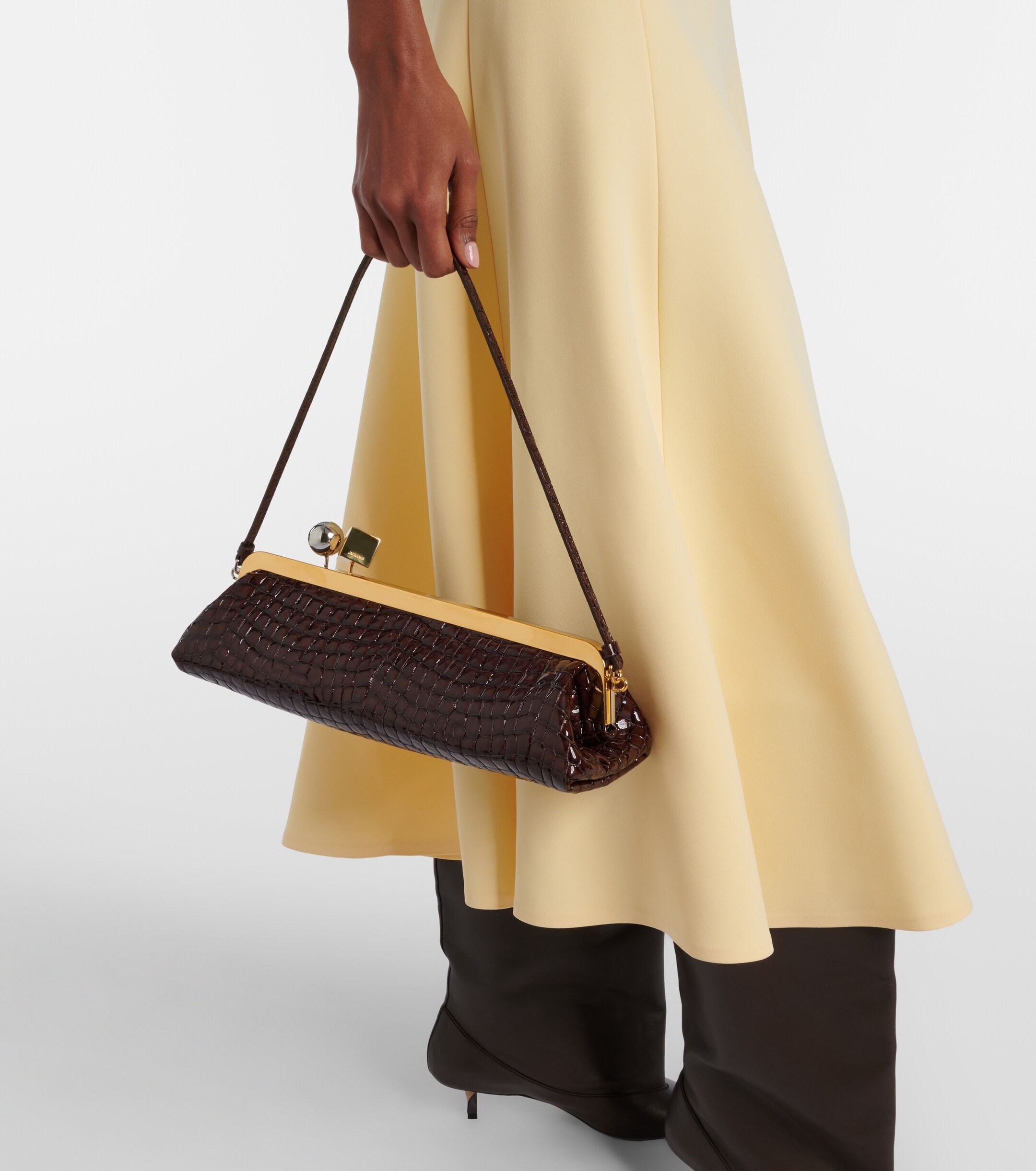 Jacquemus Salon croc-effect leather clutch