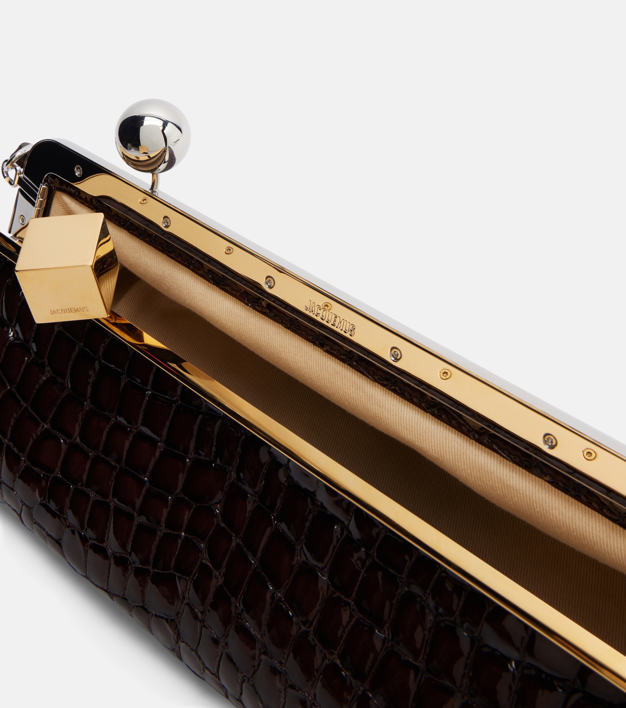 Jacquemus Salon croc-effect leather clutch