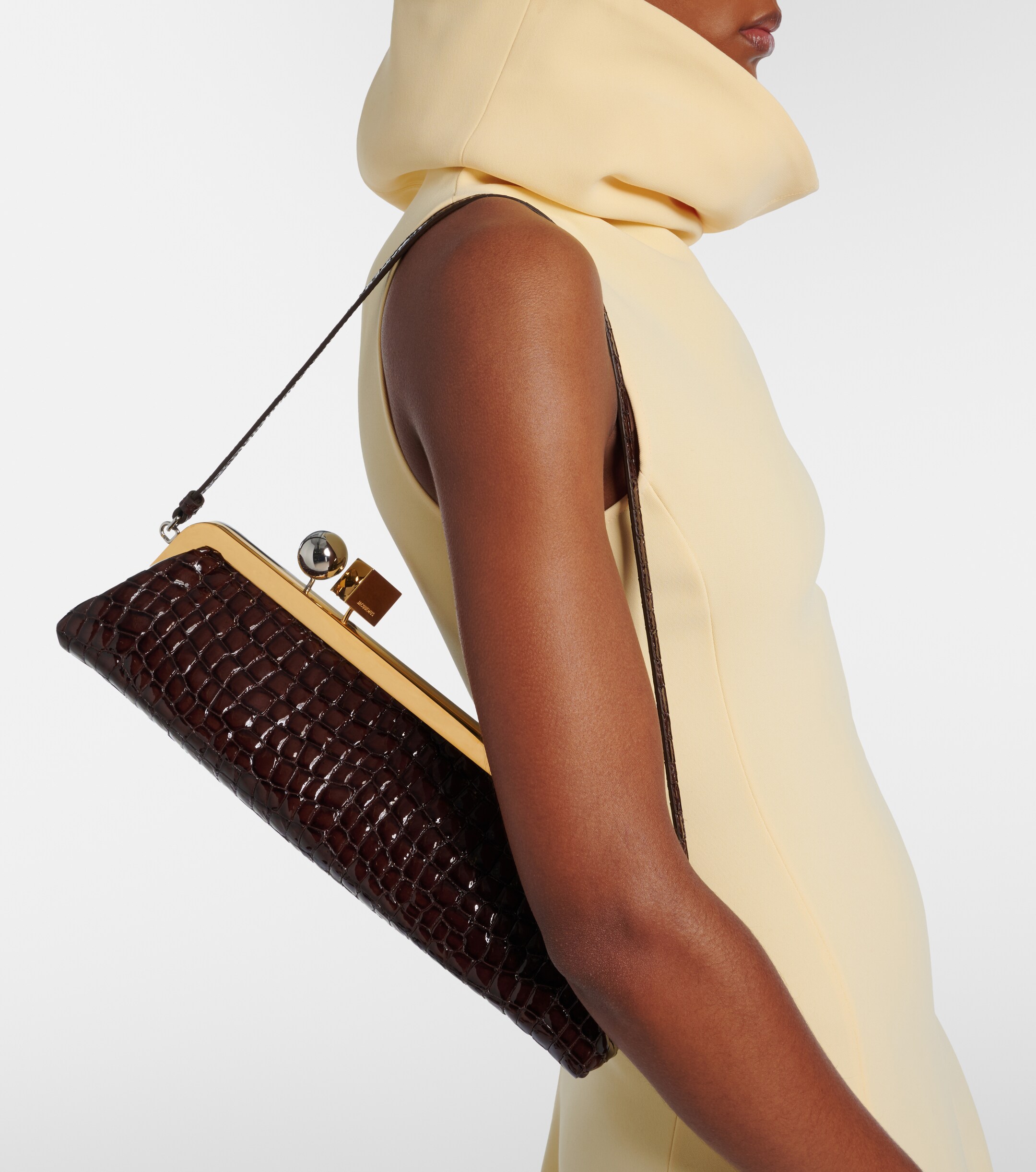 Jacquemus Salon croc-effect leather clutch