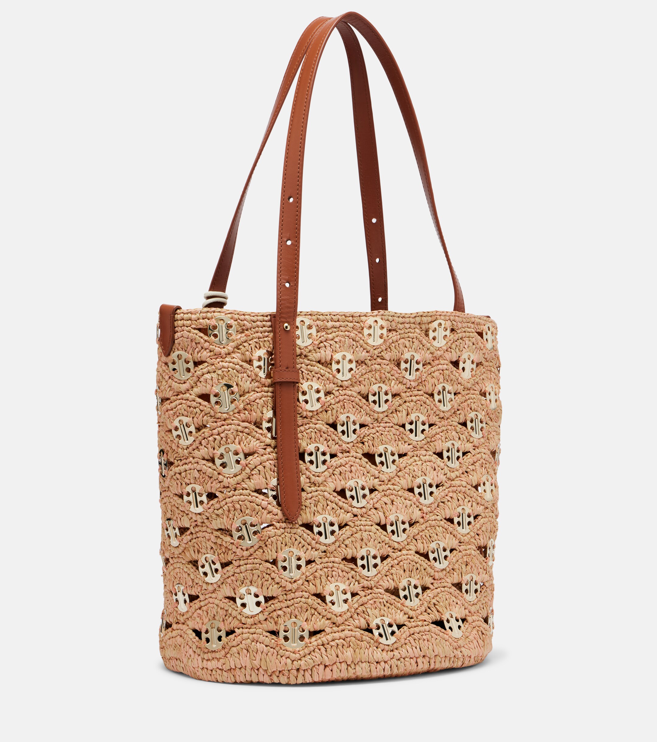 Rabanne Small embellished raffia tote bag