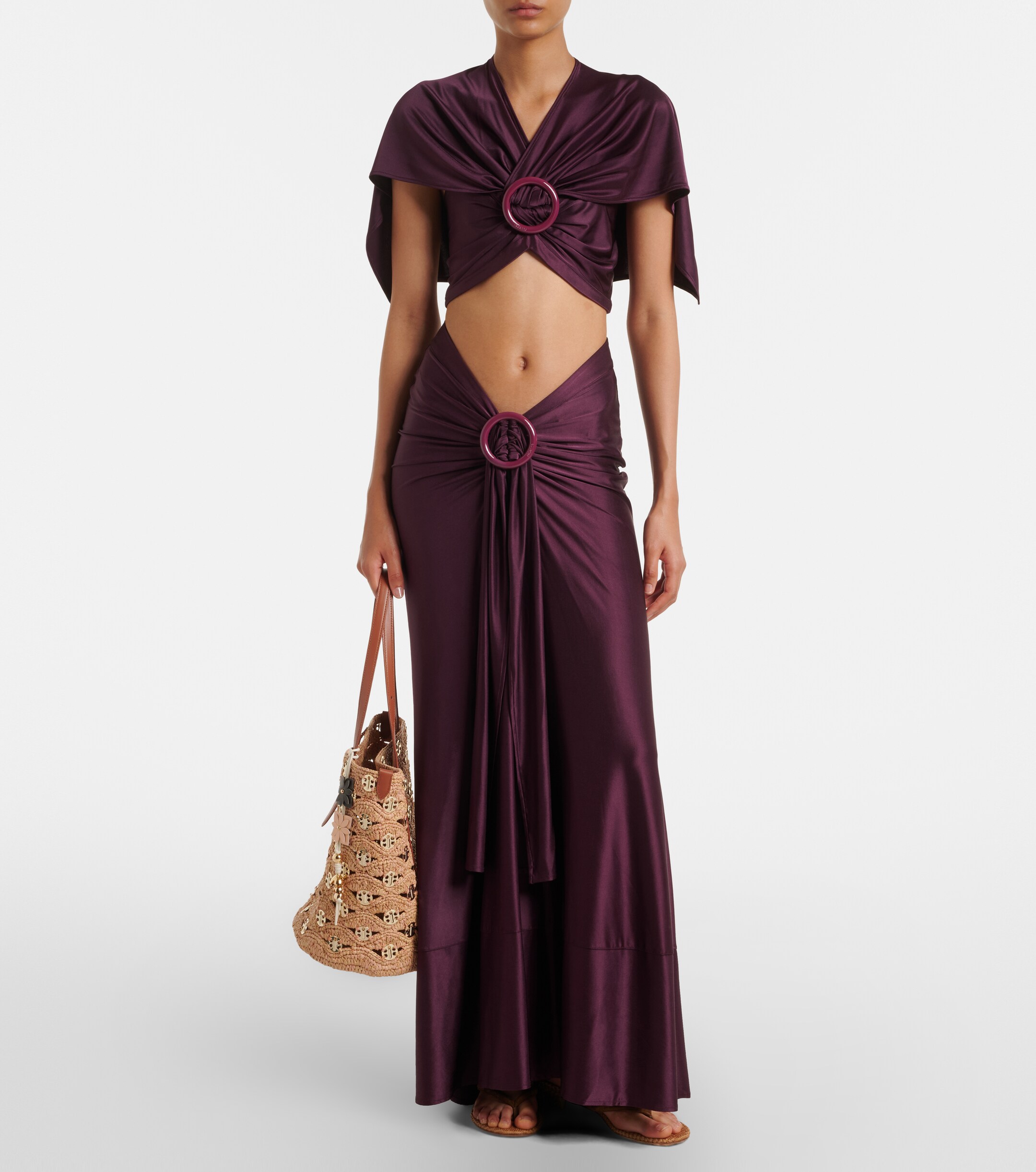 Rabanne Small embellished raffia tote bag