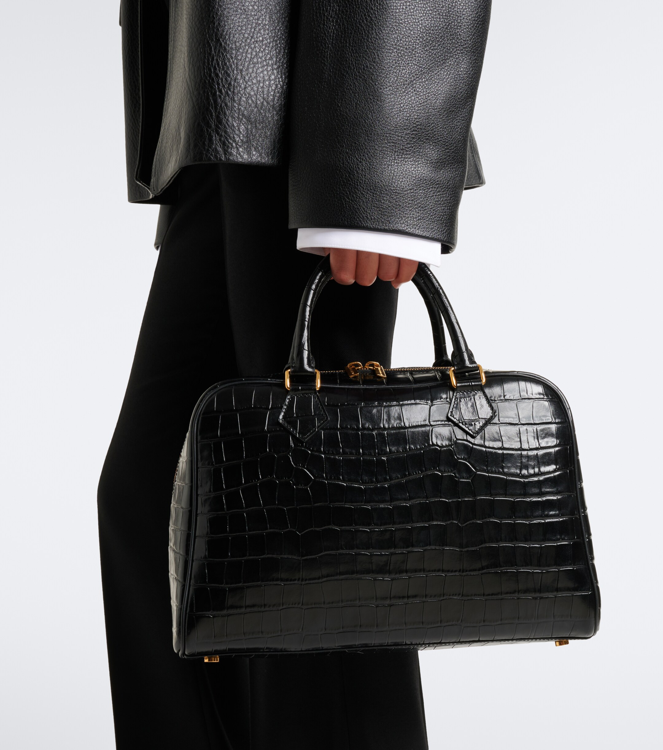 Nili Lotan Jaclyn croc-effect leather bowling bag