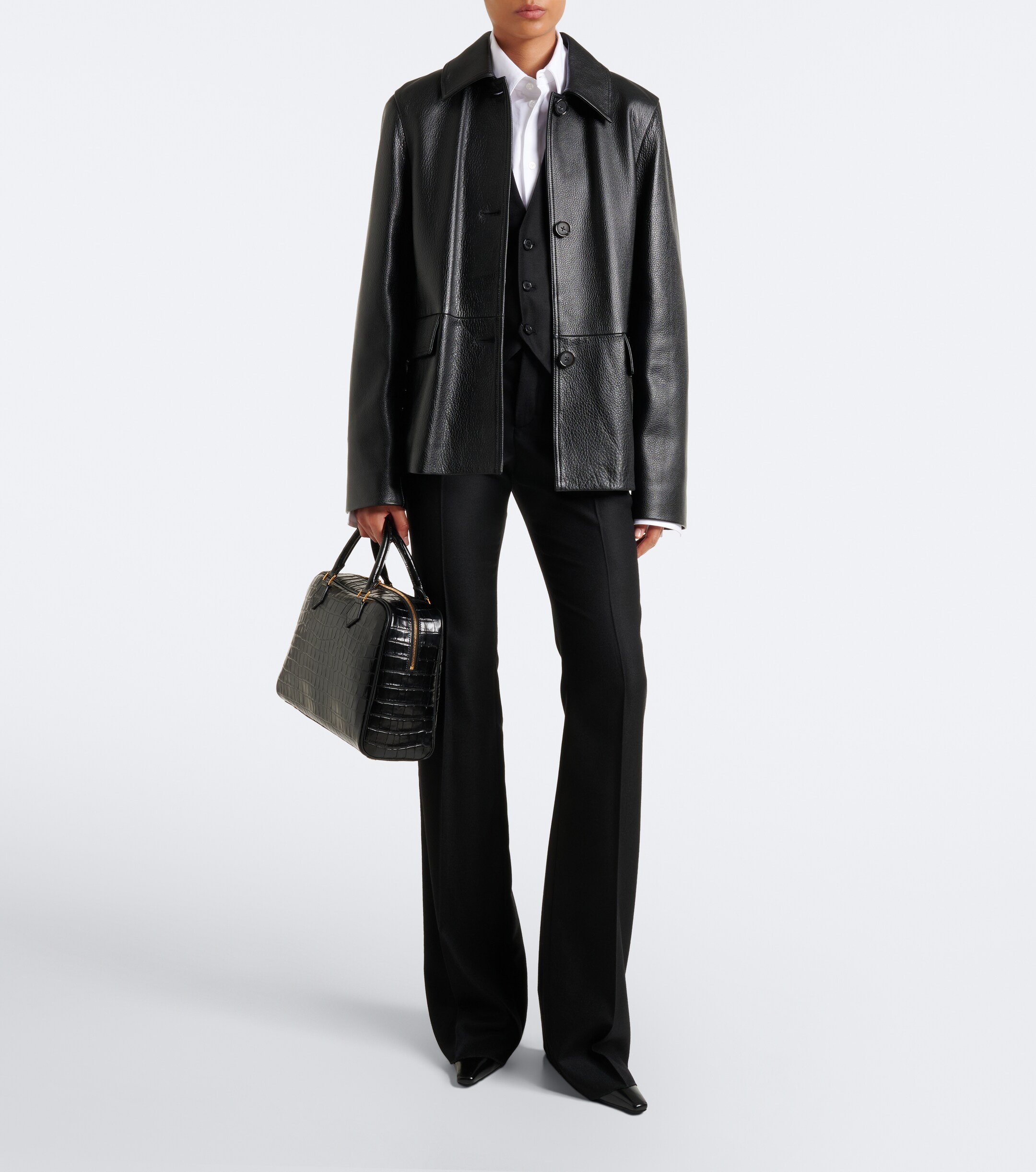 Nili Lotan Jaclyn croc-effect leather bowling bag