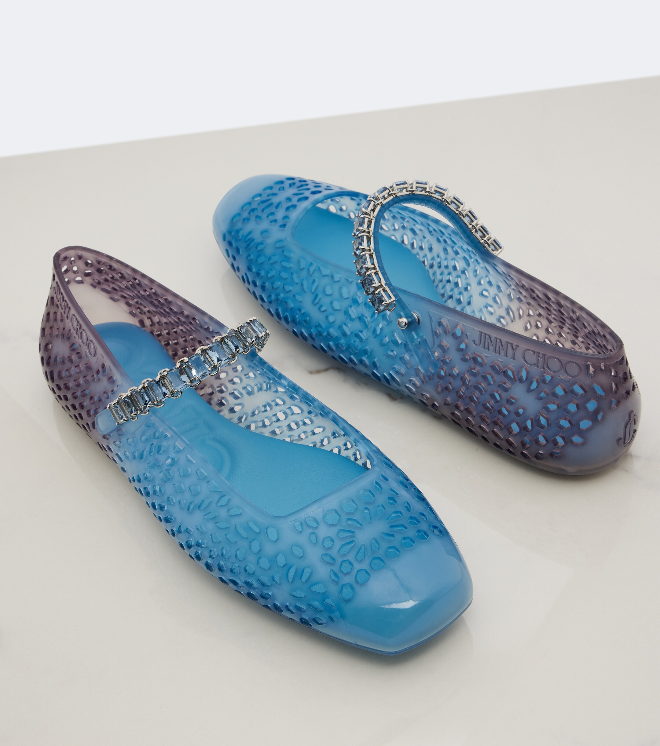 JIMMY CHOO Jimmy Choo Jelly crystal-embellished ballet flats