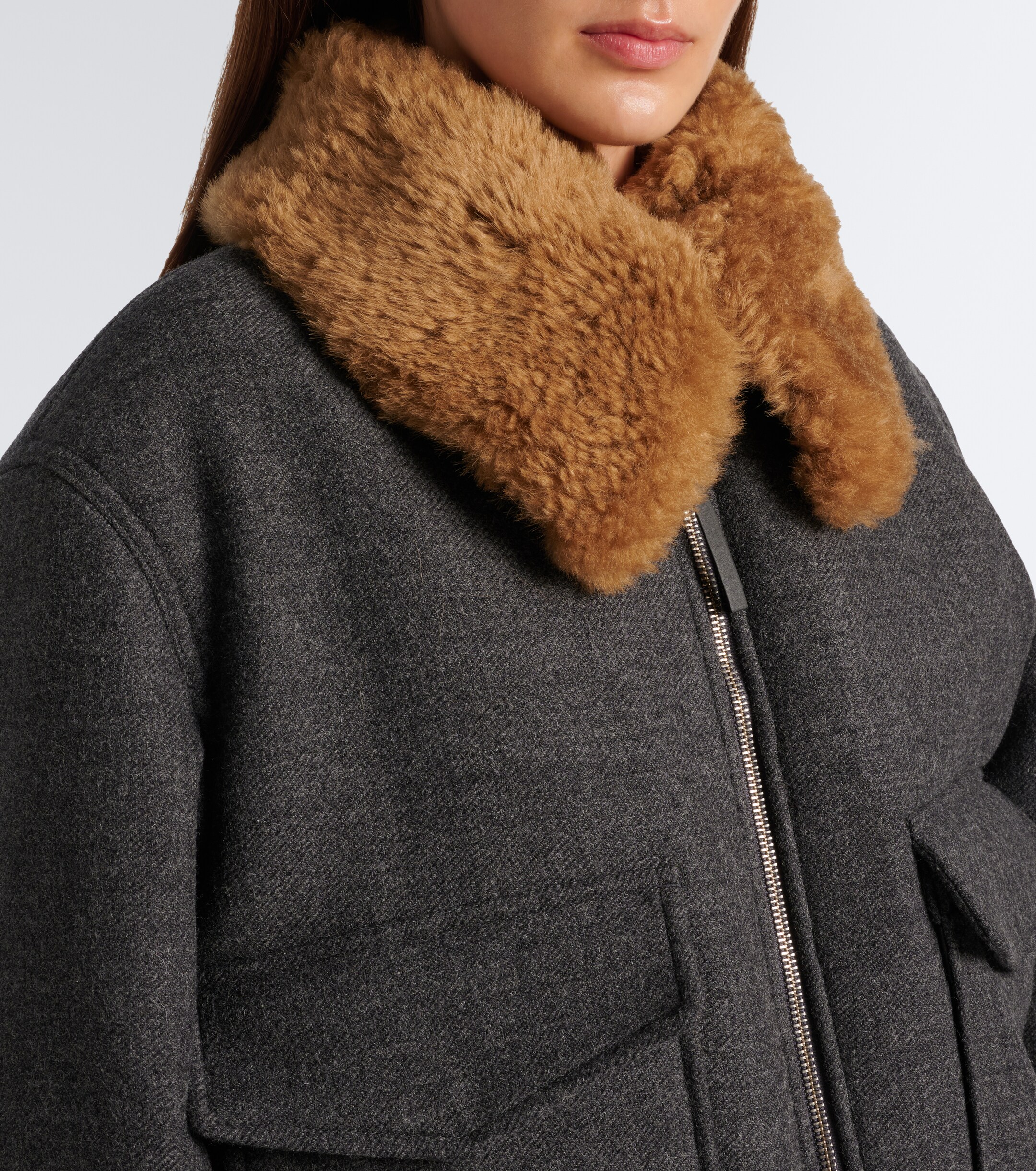 Ami Paris Ami Paris Shearling-trimmed virgin wool blouson jacket