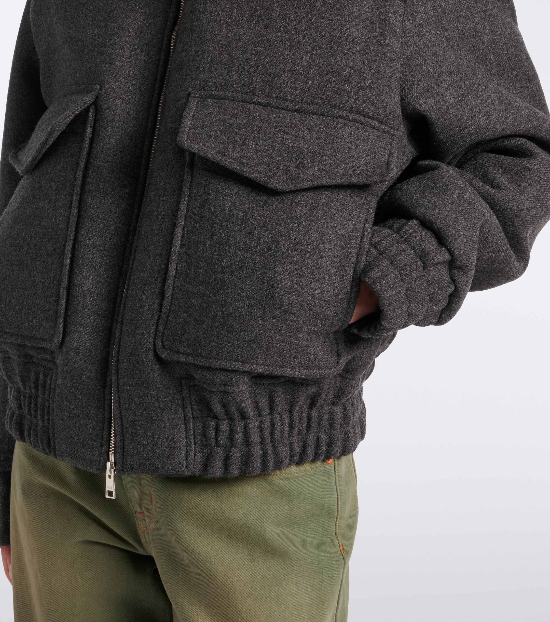 Ami Paris Ami Paris Shearling-trimmed virgin wool blouson jacket
