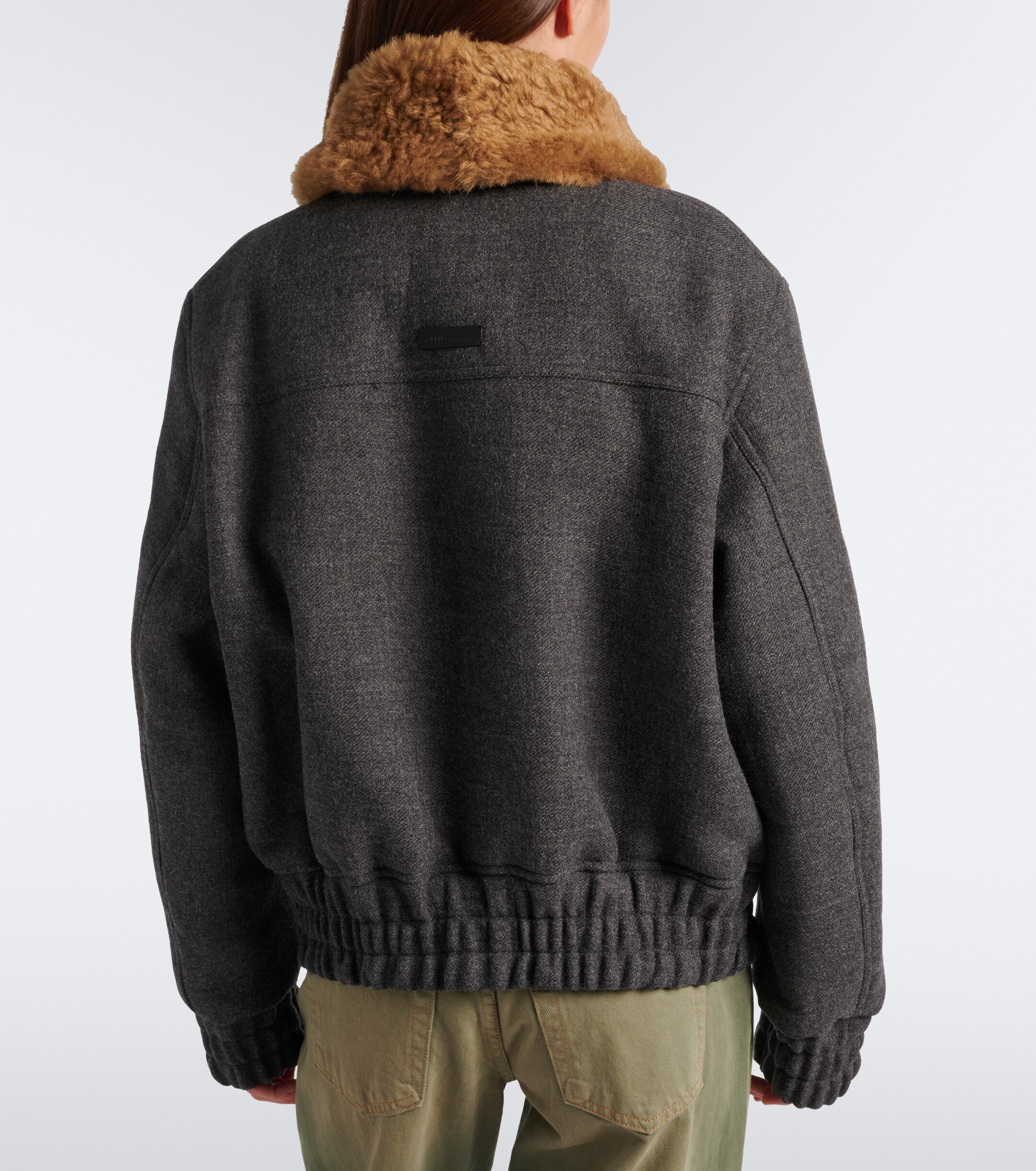 Ami Paris Ami Paris Shearling-trimmed virgin wool blouson jacket