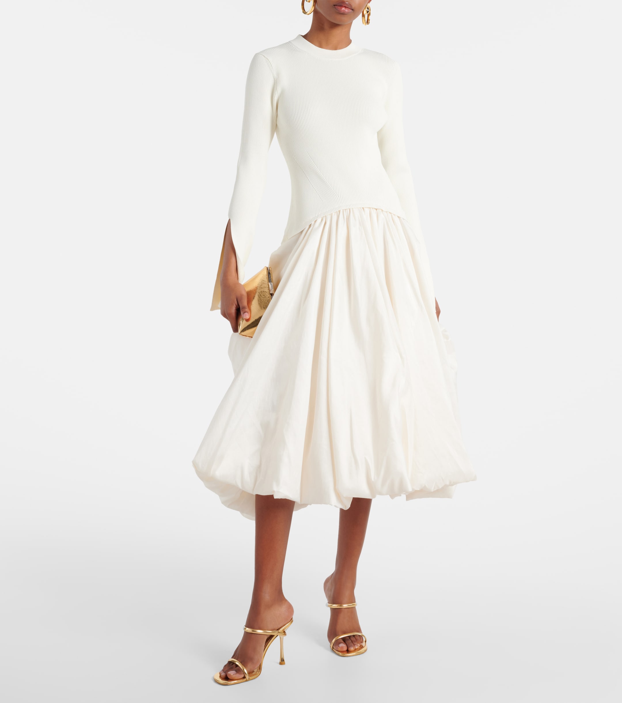 SIMKHAI - Kenlie taffeta-trimmed midi dress | Plush SIMKHAI - Kenlie taffeta-trimmed midi dress | Plush