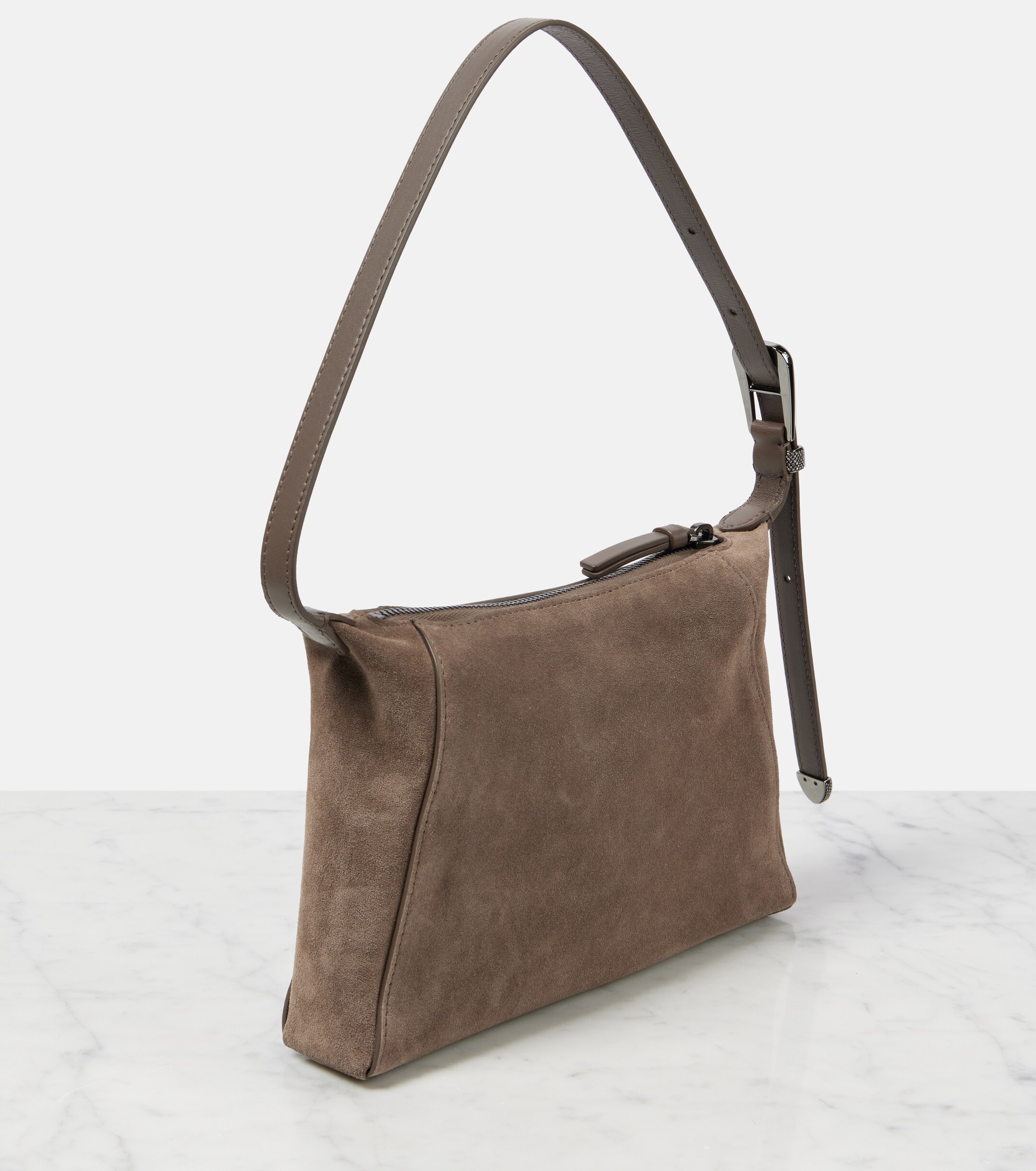 Brunello Cucinelli Duo Small suede shoulder bag
