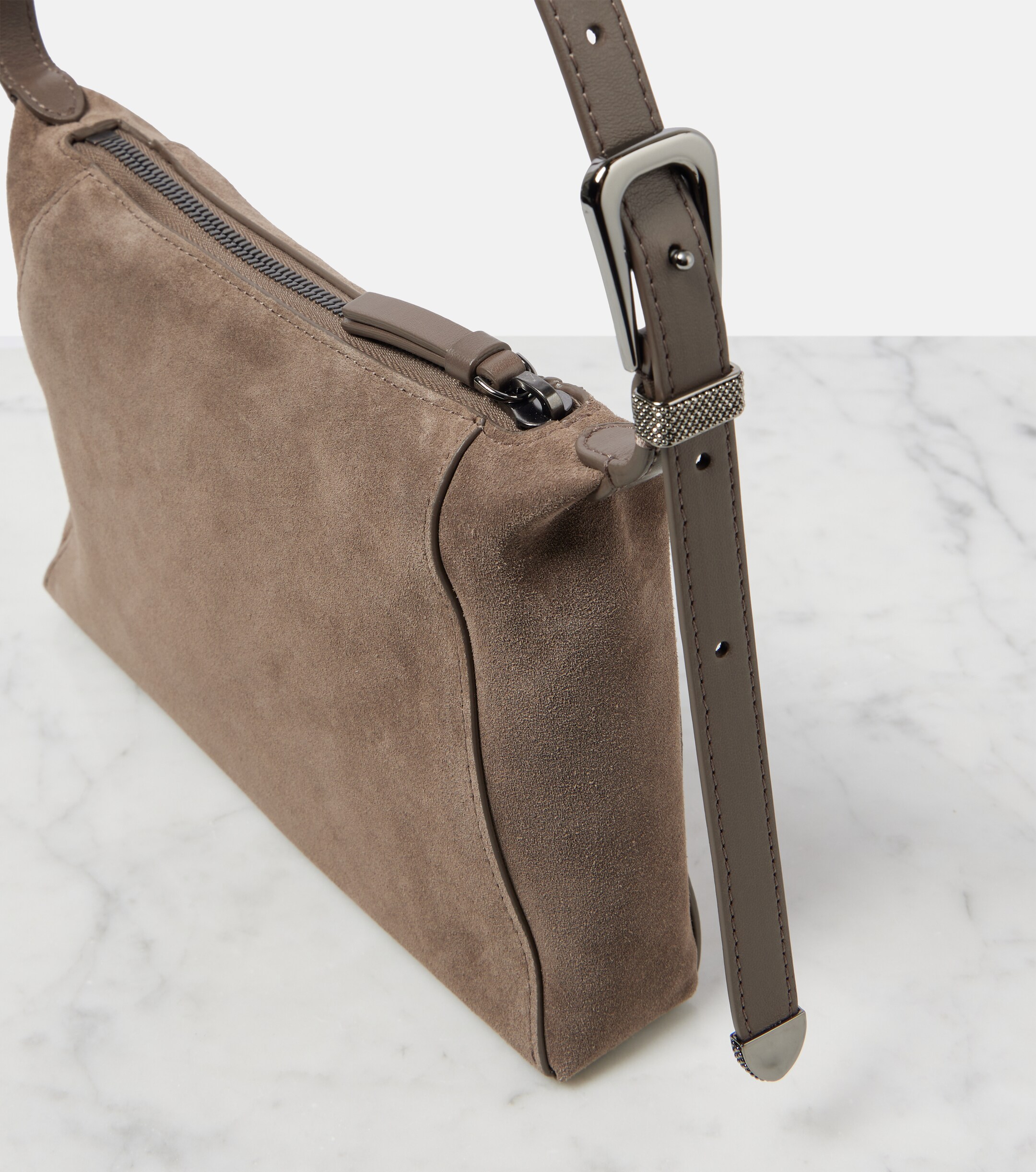 Brunello Cucinelli Duo Small suede shoulder bag