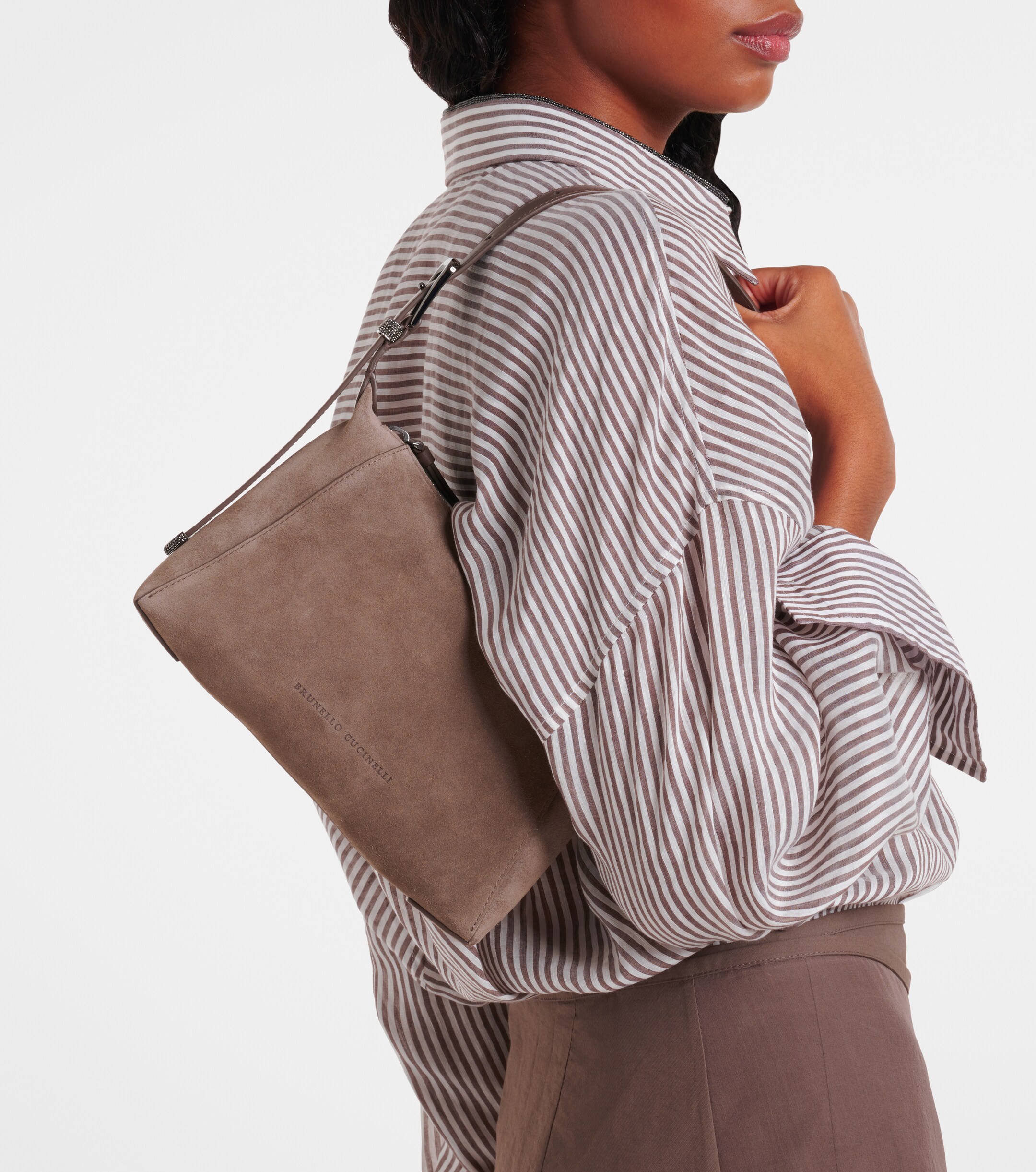 Brunello Cucinelli Duo Small suede shoulder bag