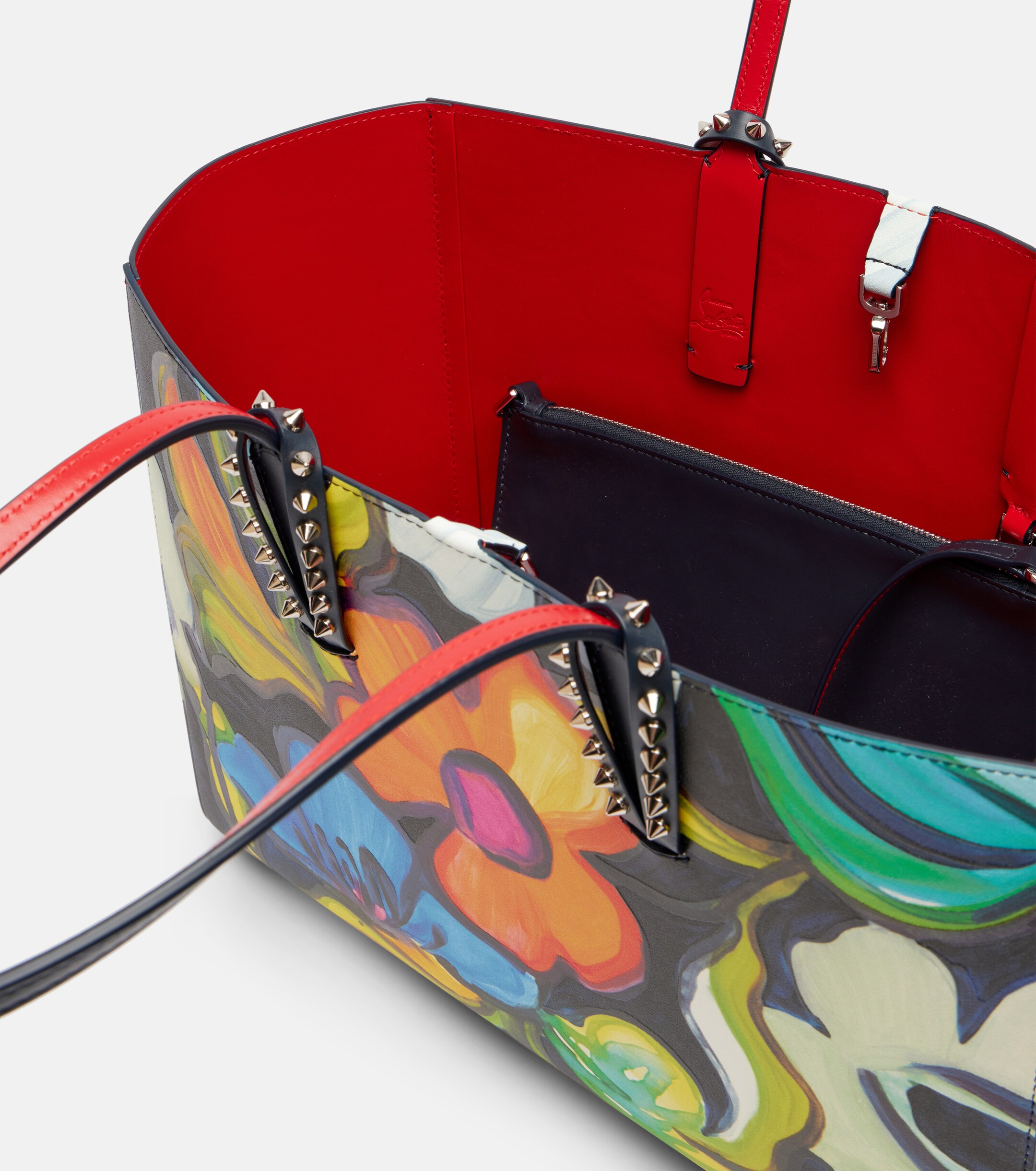 CHRISTIAN LOUBOUTIN Cabata Small floral leather tote bag