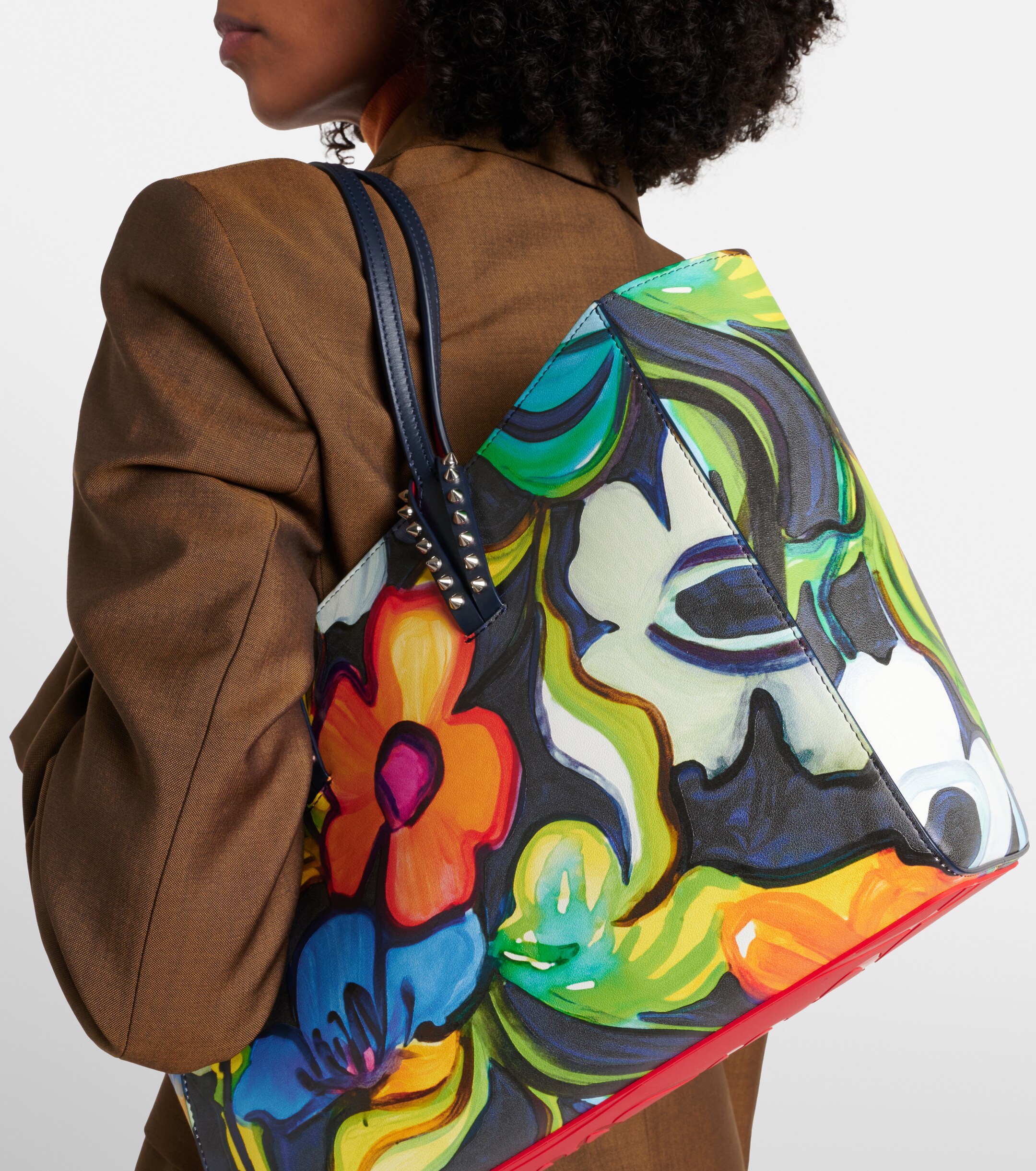 CHRISTIAN LOUBOUTIN Cabata Small floral leather tote bag