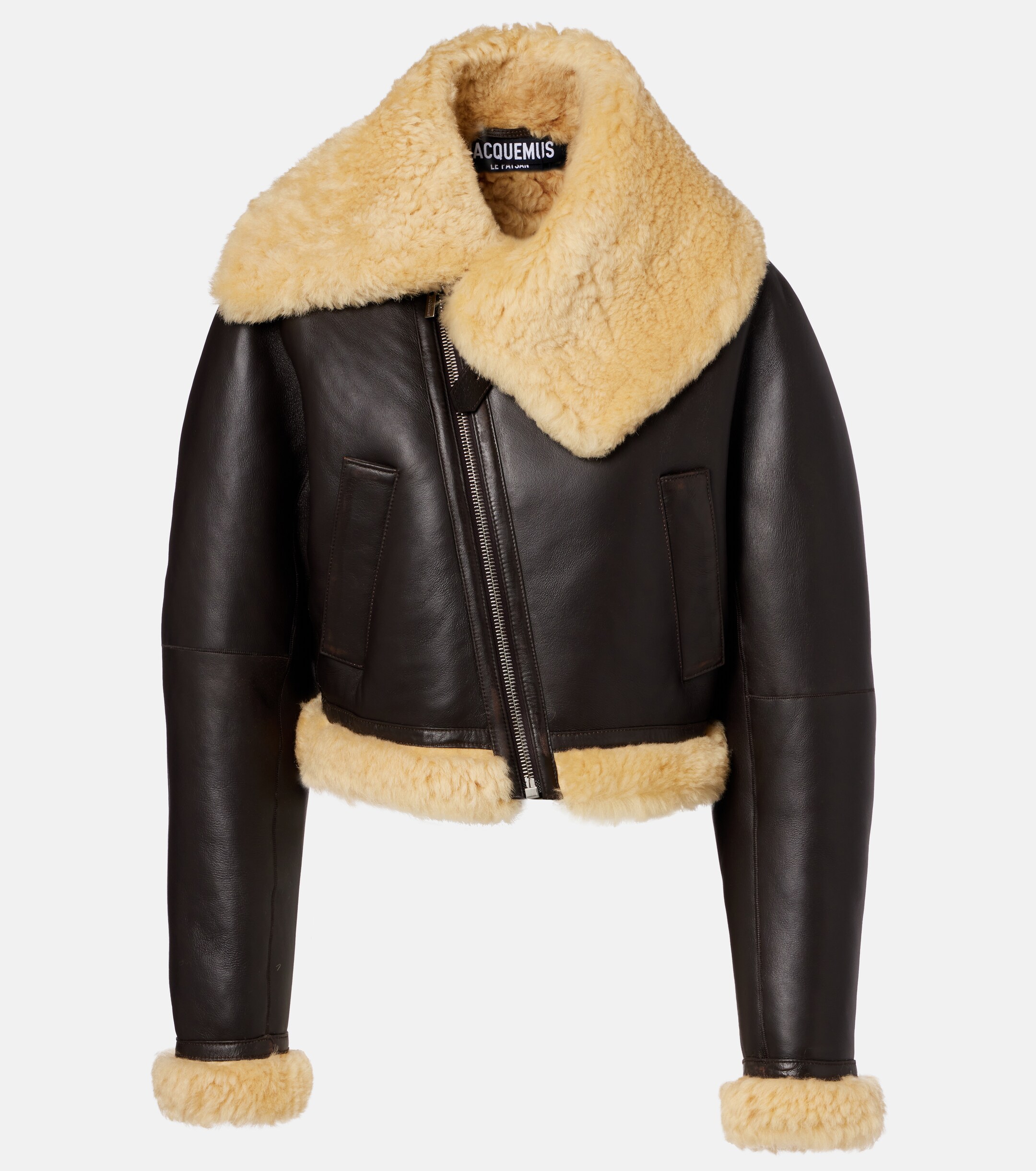 Jacquemus - Aviatore cropped shearling-trimmed leather jacket | Plush