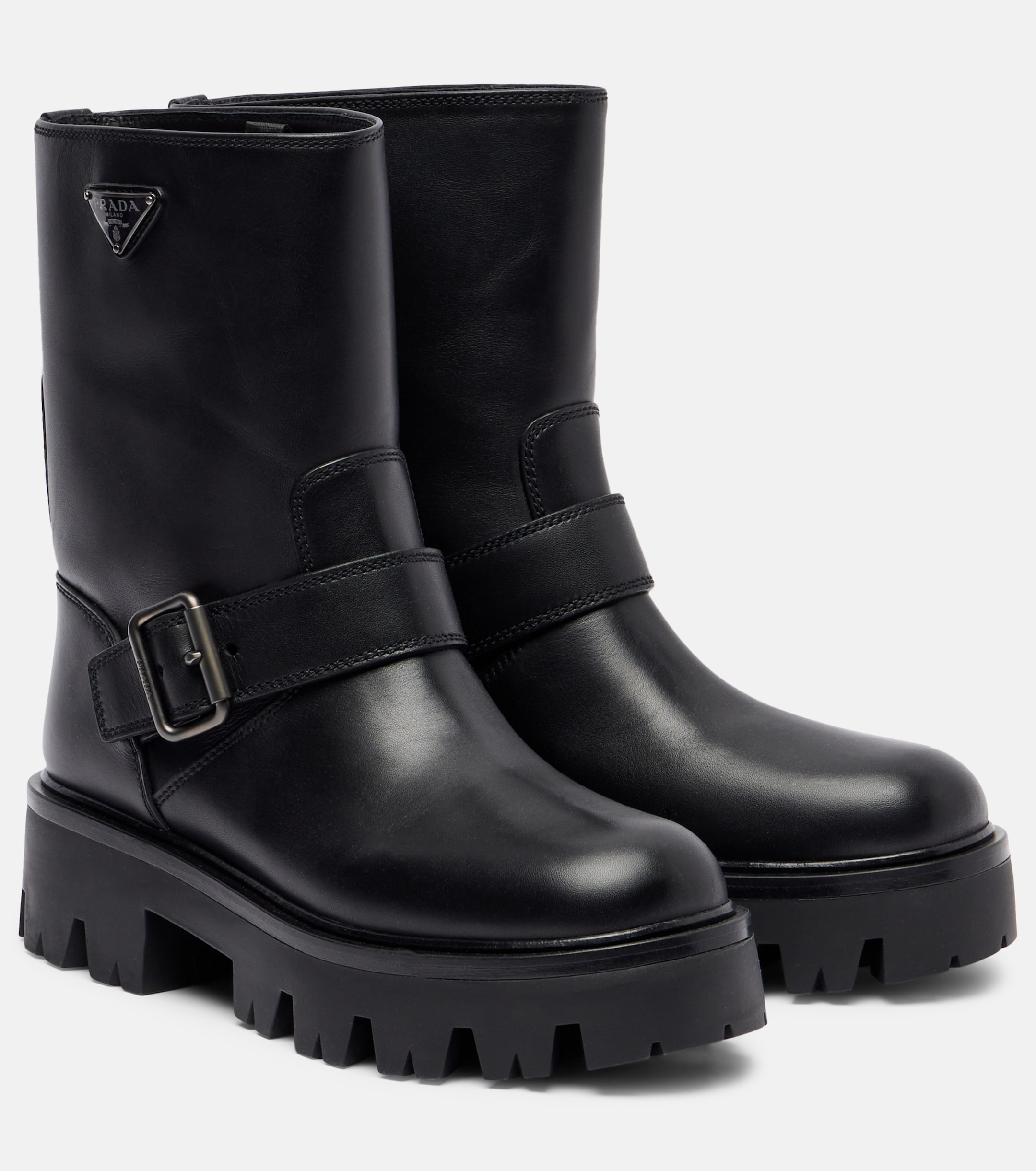Prada - Stride leather biker boots | Plush