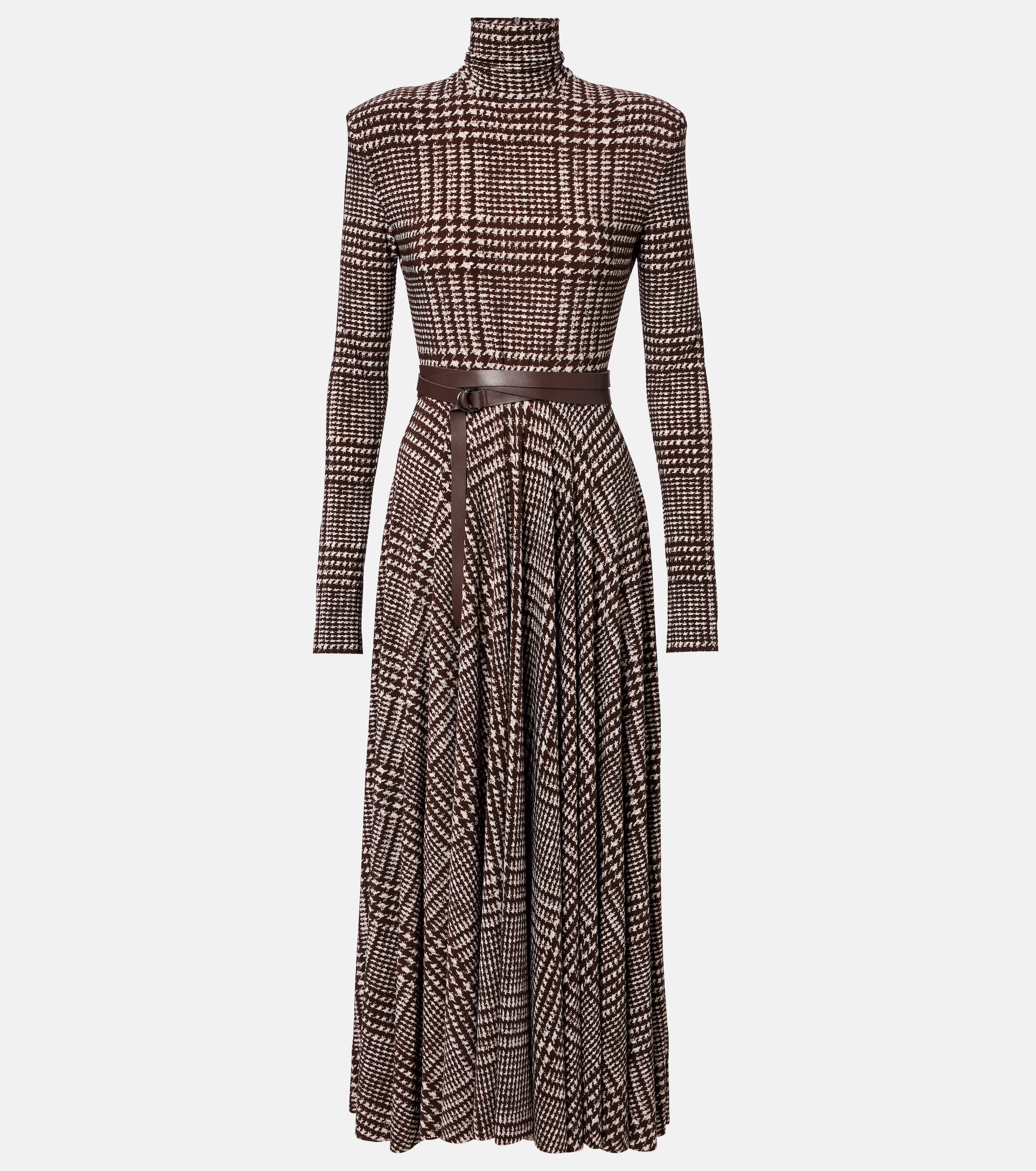 norma kamali snake print turtleneck jersey maxi dress - Belted houndstooth midi 39S