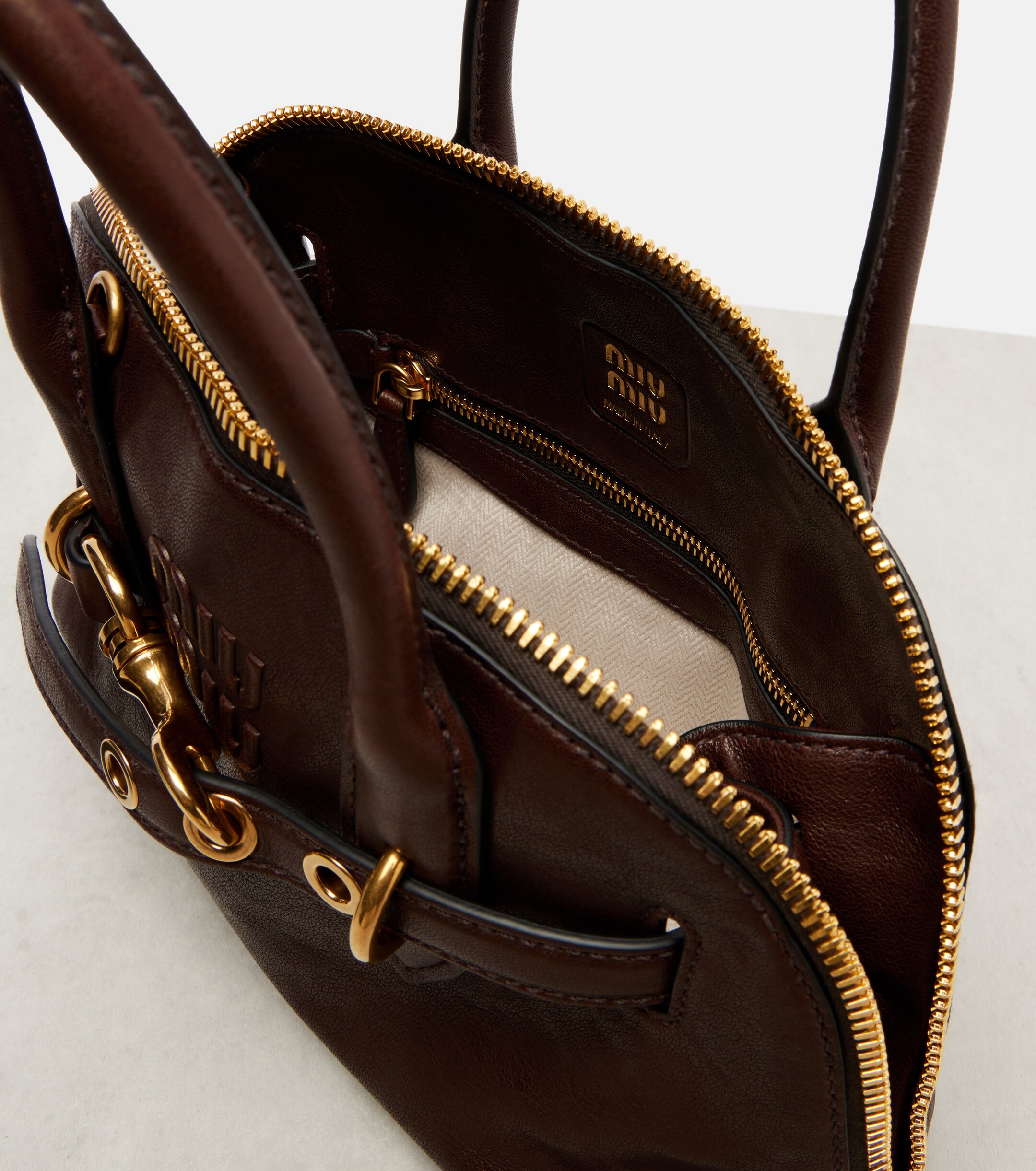 Miu Miu Aventure leather tote bag