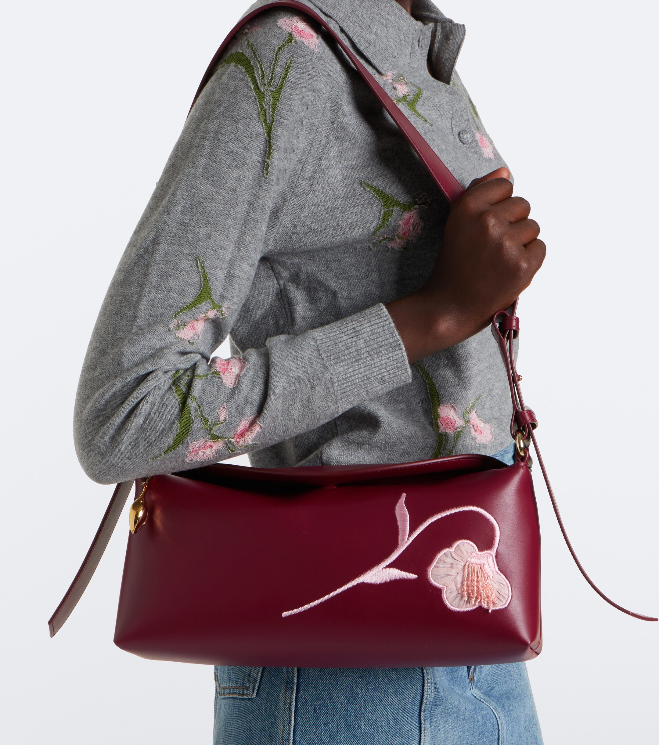 Erdem Bloom East West Medium leather shoulder bag