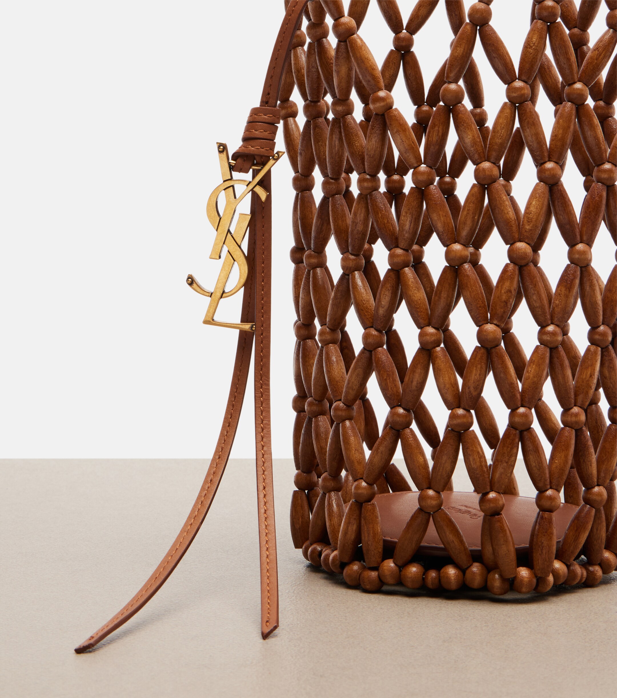 Saint Laurent Cassandre Mini wood bucket bag