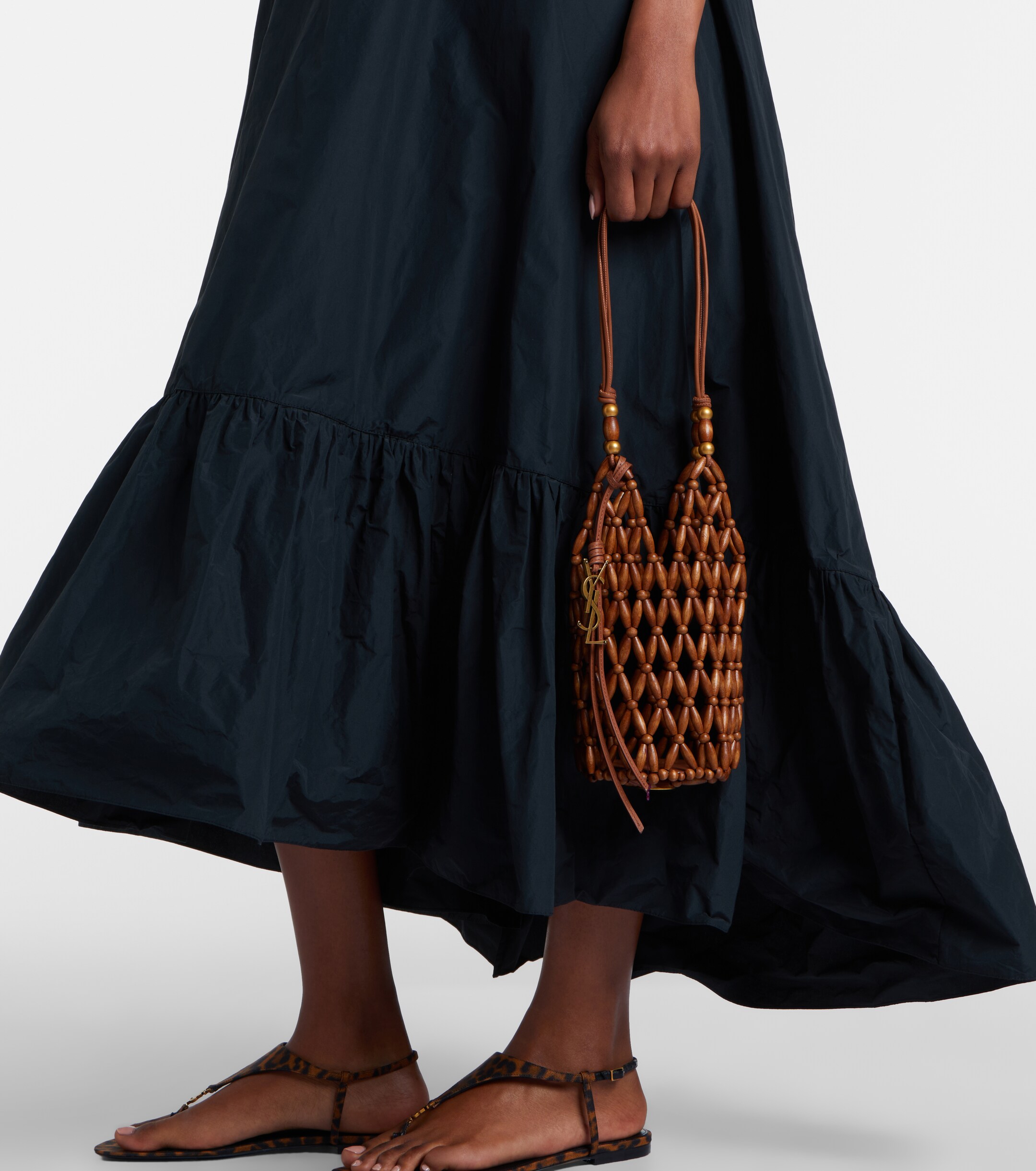 Saint Laurent Cassandre Mini wood bucket bag