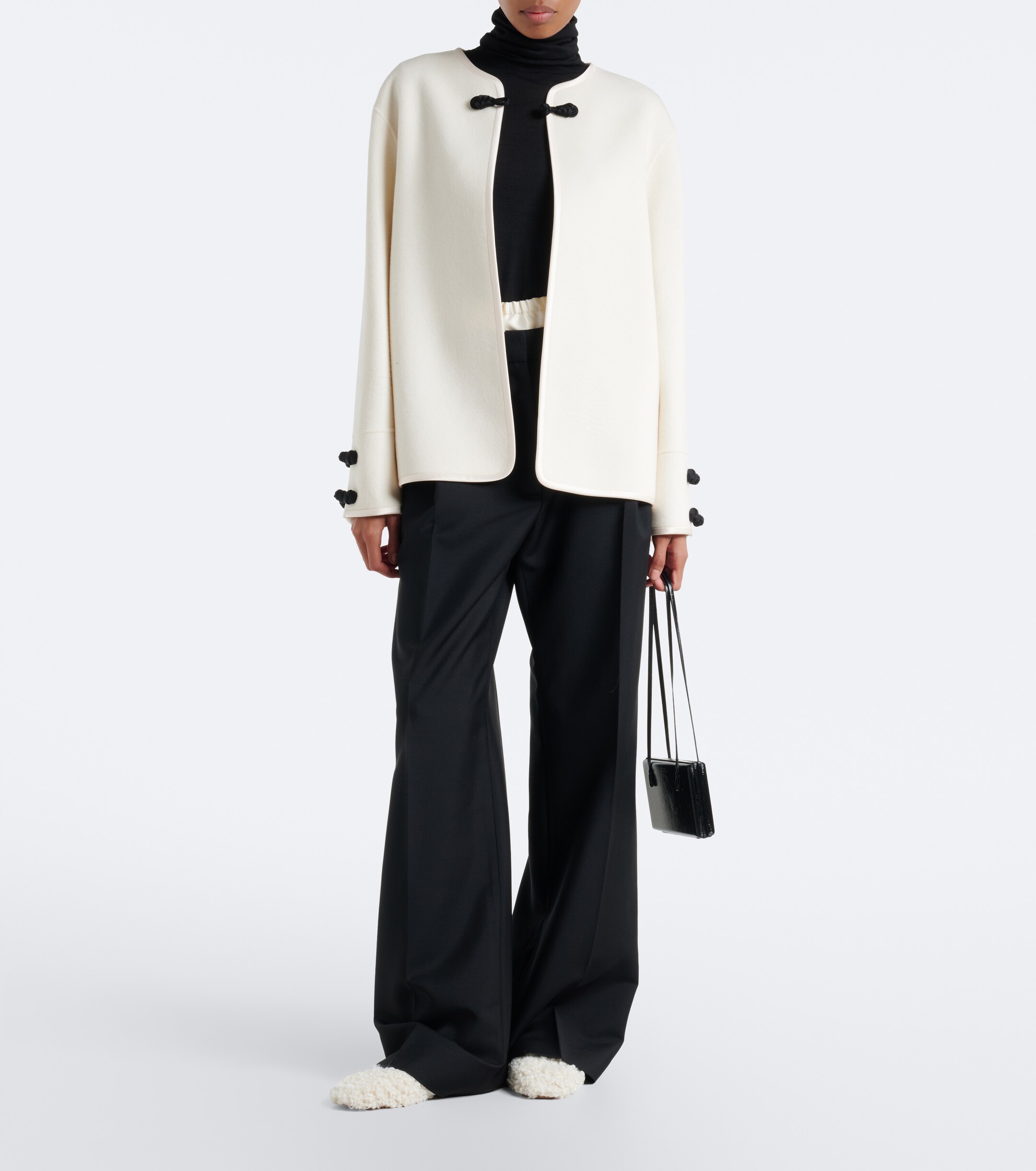 ROGER VIVIER Roger Vivier Pilgrim Strass shearling Mary Jane flats
