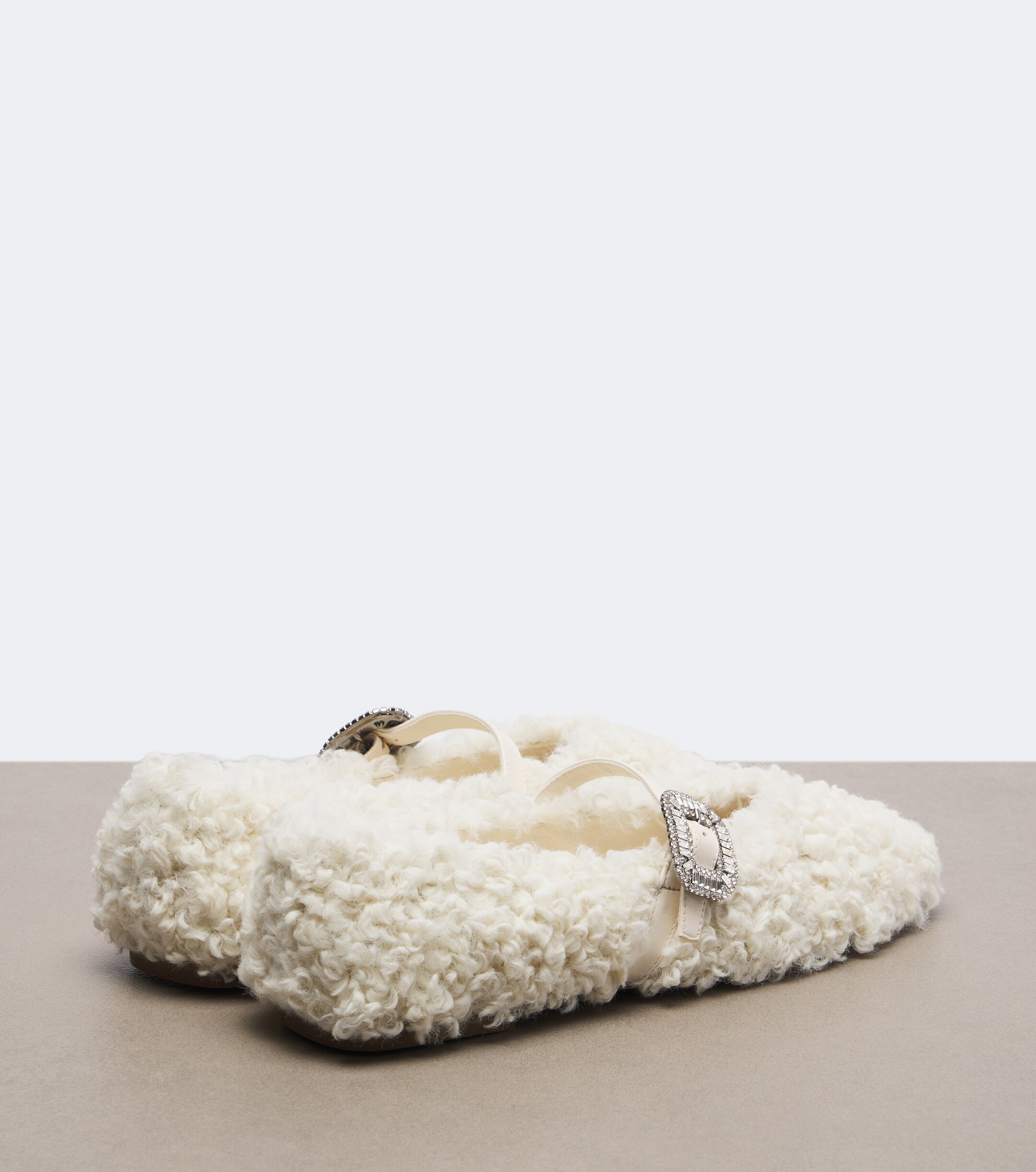 ROGER VIVIER Roger Vivier Pilgrim Strass shearling Mary Jane flats