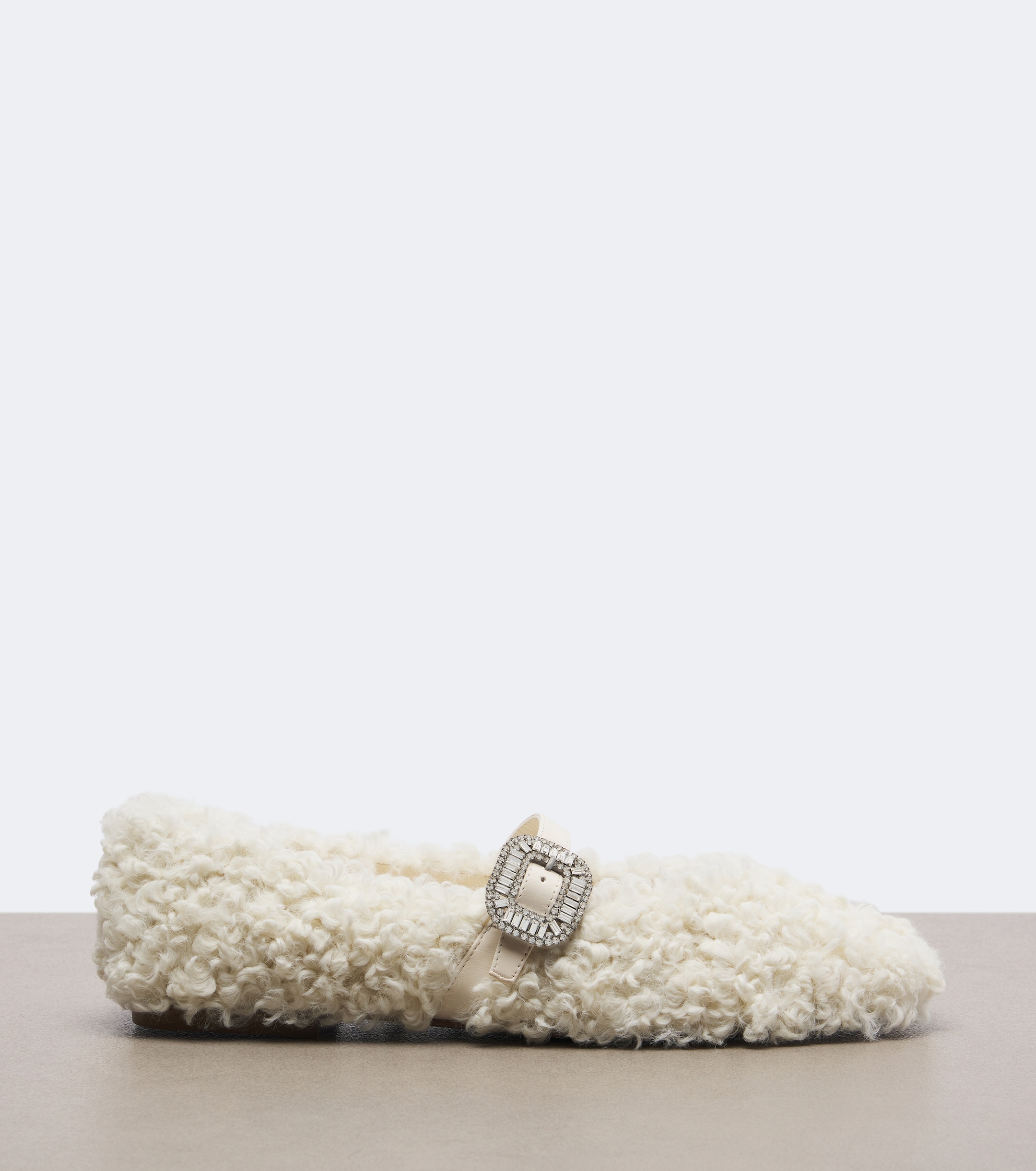ROGER VIVIER Roger Vivier Pilgrim Strass shearling Mary Jane flats