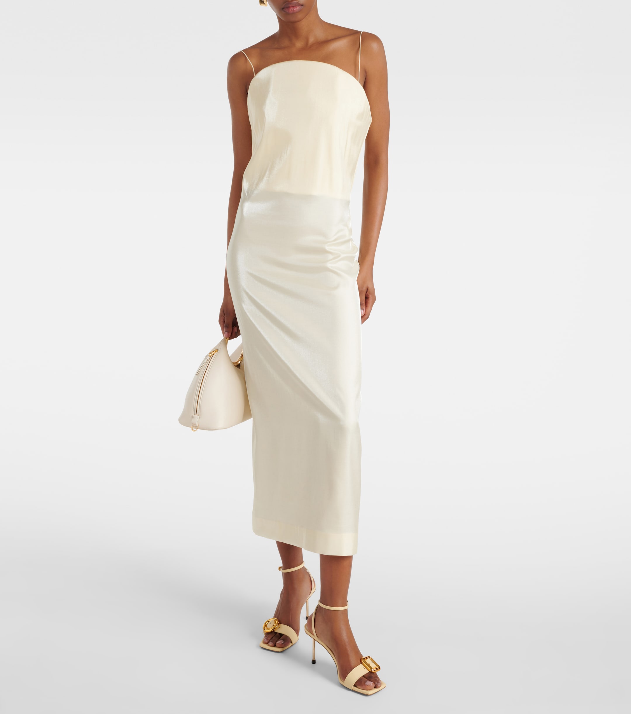 jacquemus satin dress La Robe Notte satin midi dress in black - Jacquemus