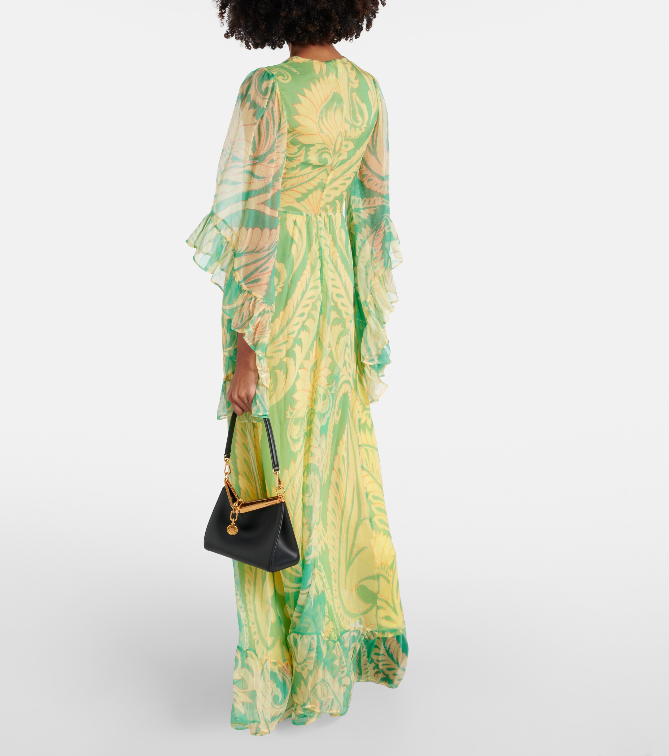 Etro Printed ruffled silk maxi dress