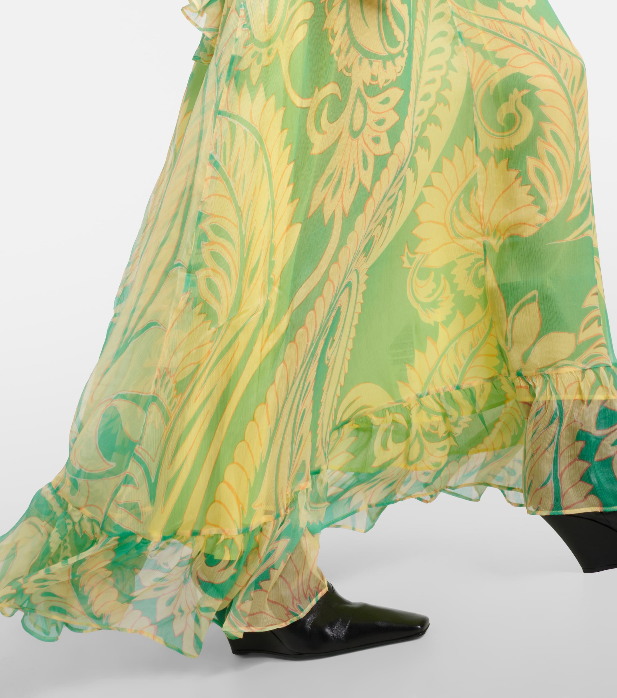 Etro Printed ruffled silk maxi dress
