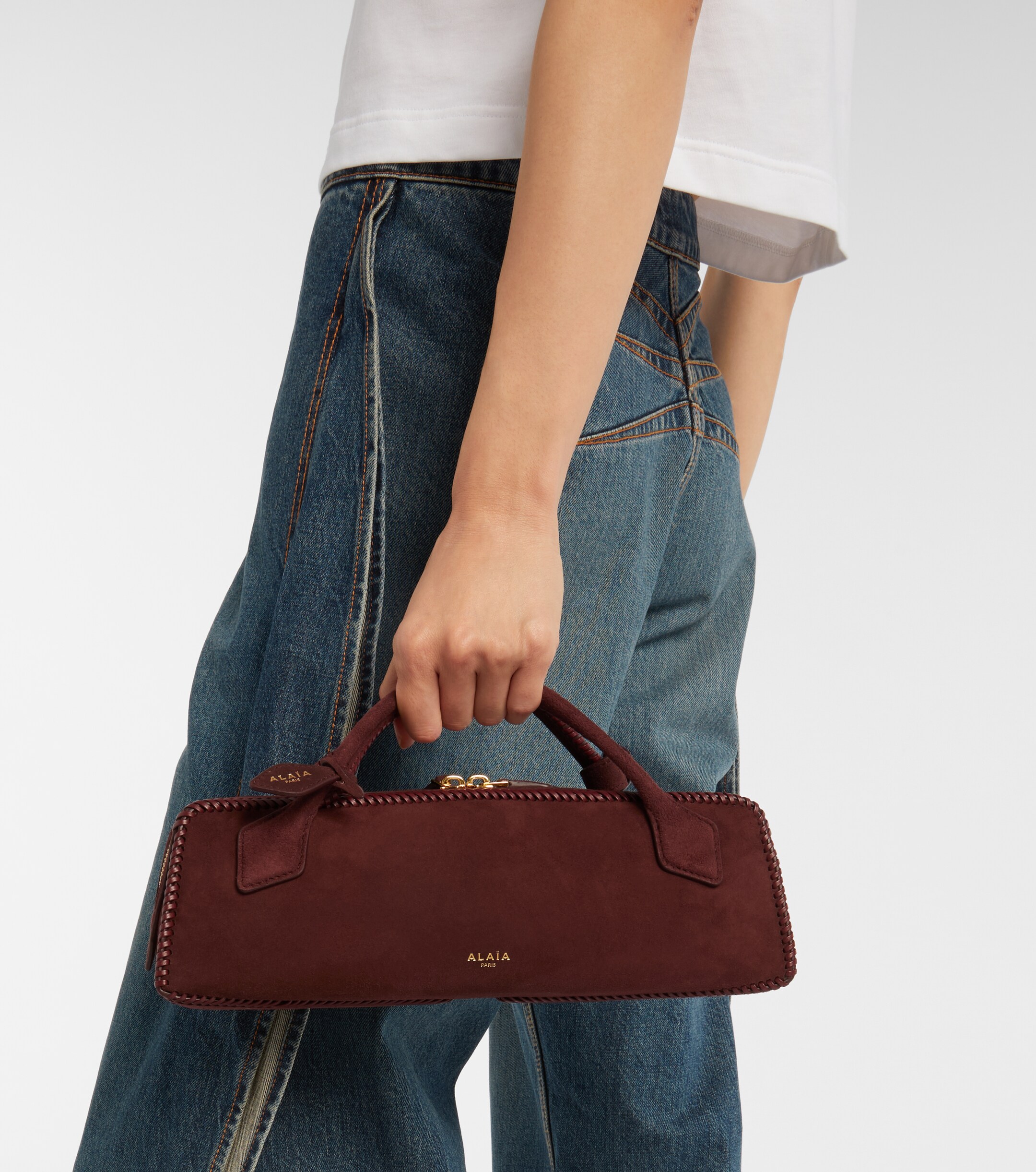 Alaïa Le Teckel Small suede clutch
