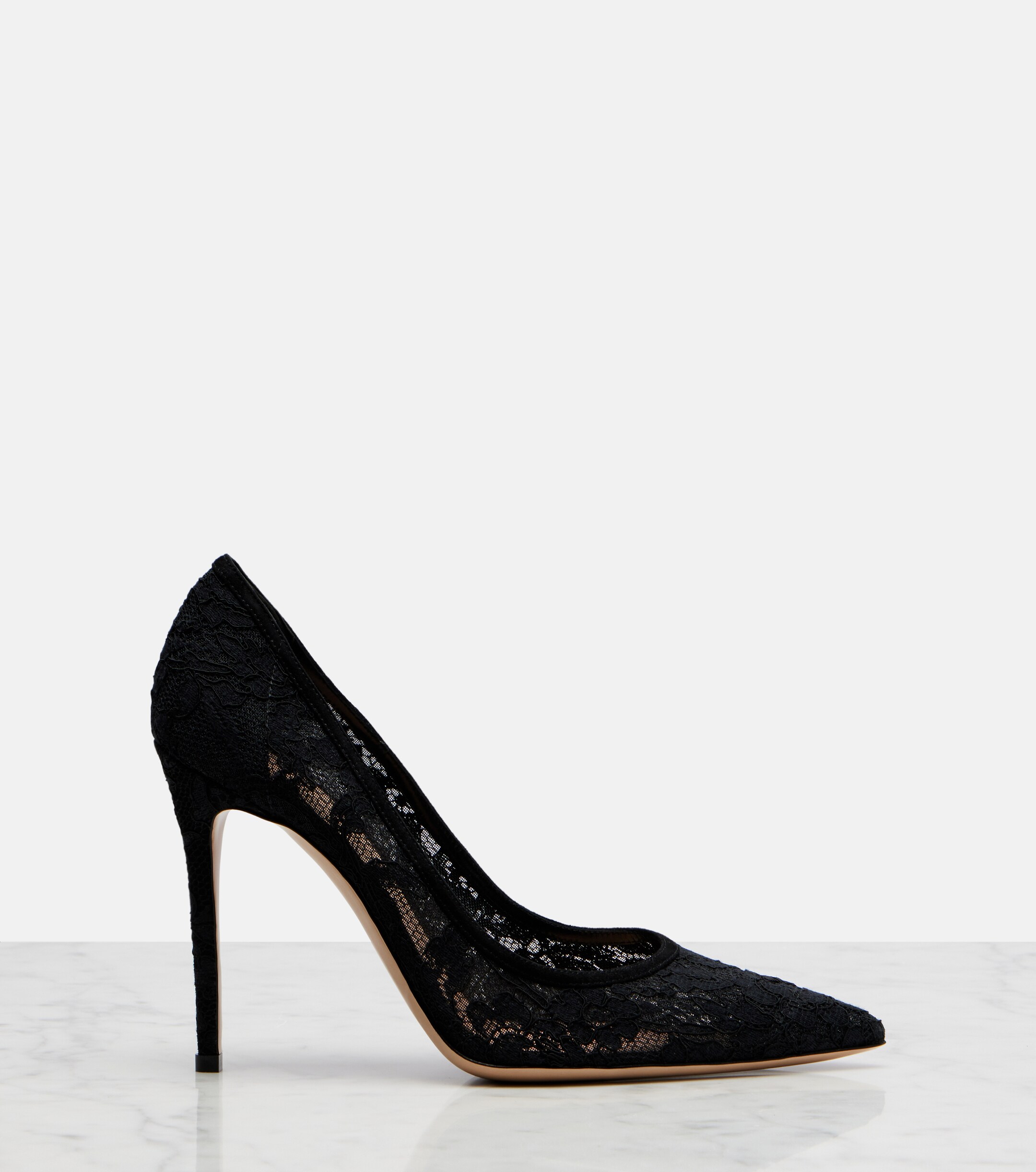GIANVITO ROSSI Gianvito Rossi Claudia suede-trimmed lace pumps