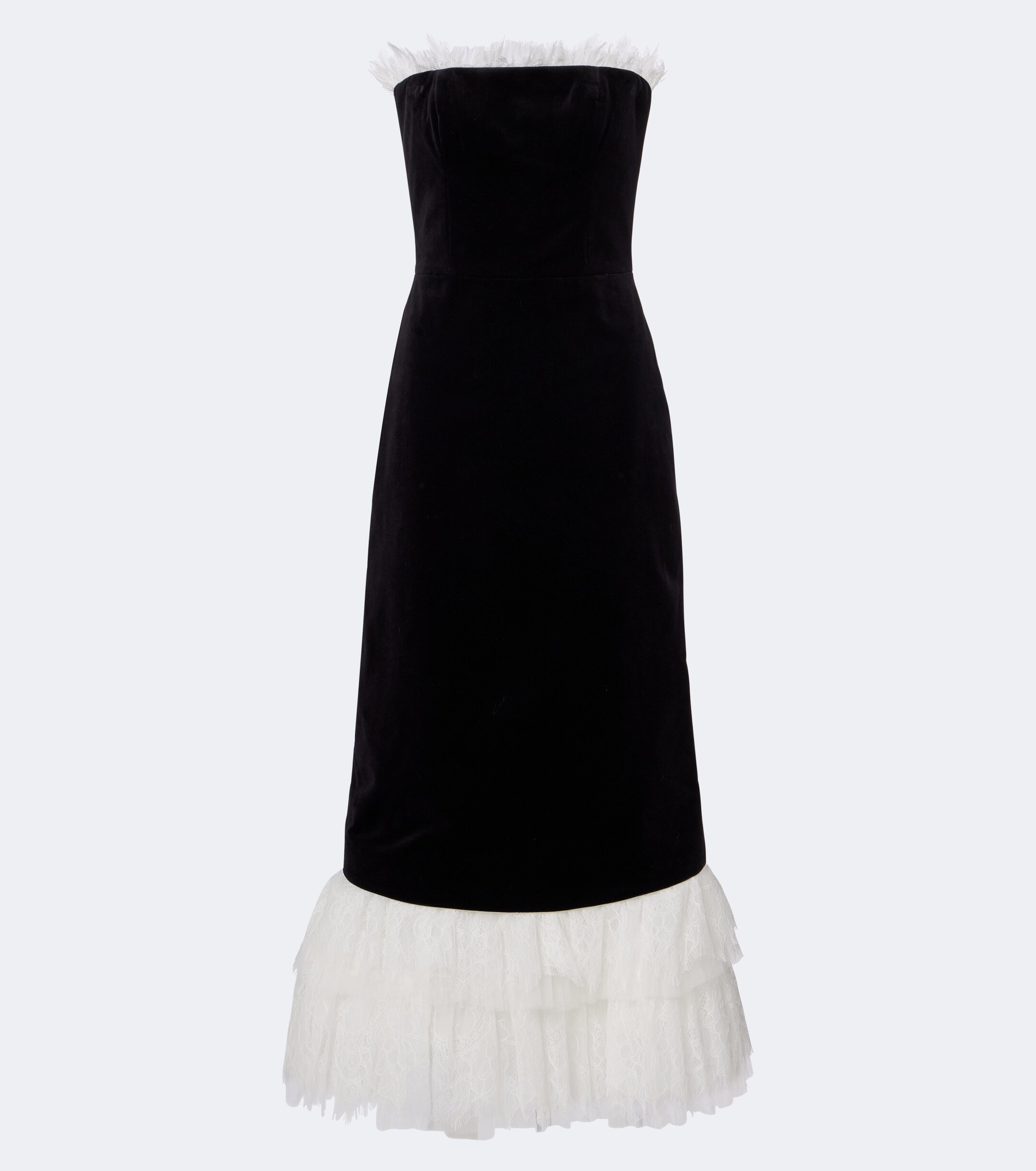 Costarellos Costarellos Isabetta lace-trimmed velvet midi dress