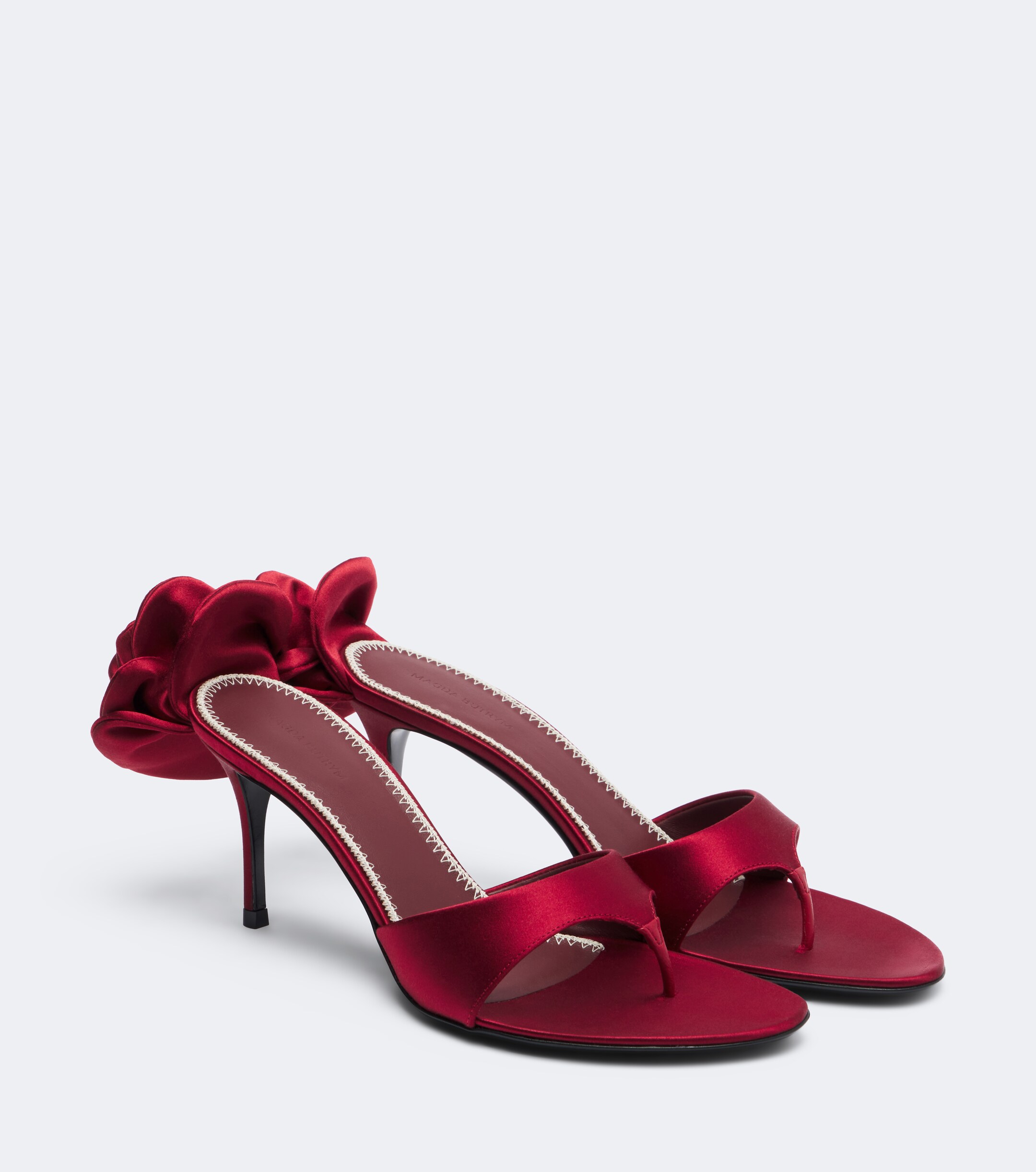 Magda Butrym Magda Butrym Floral-appliqué satin thong sandals