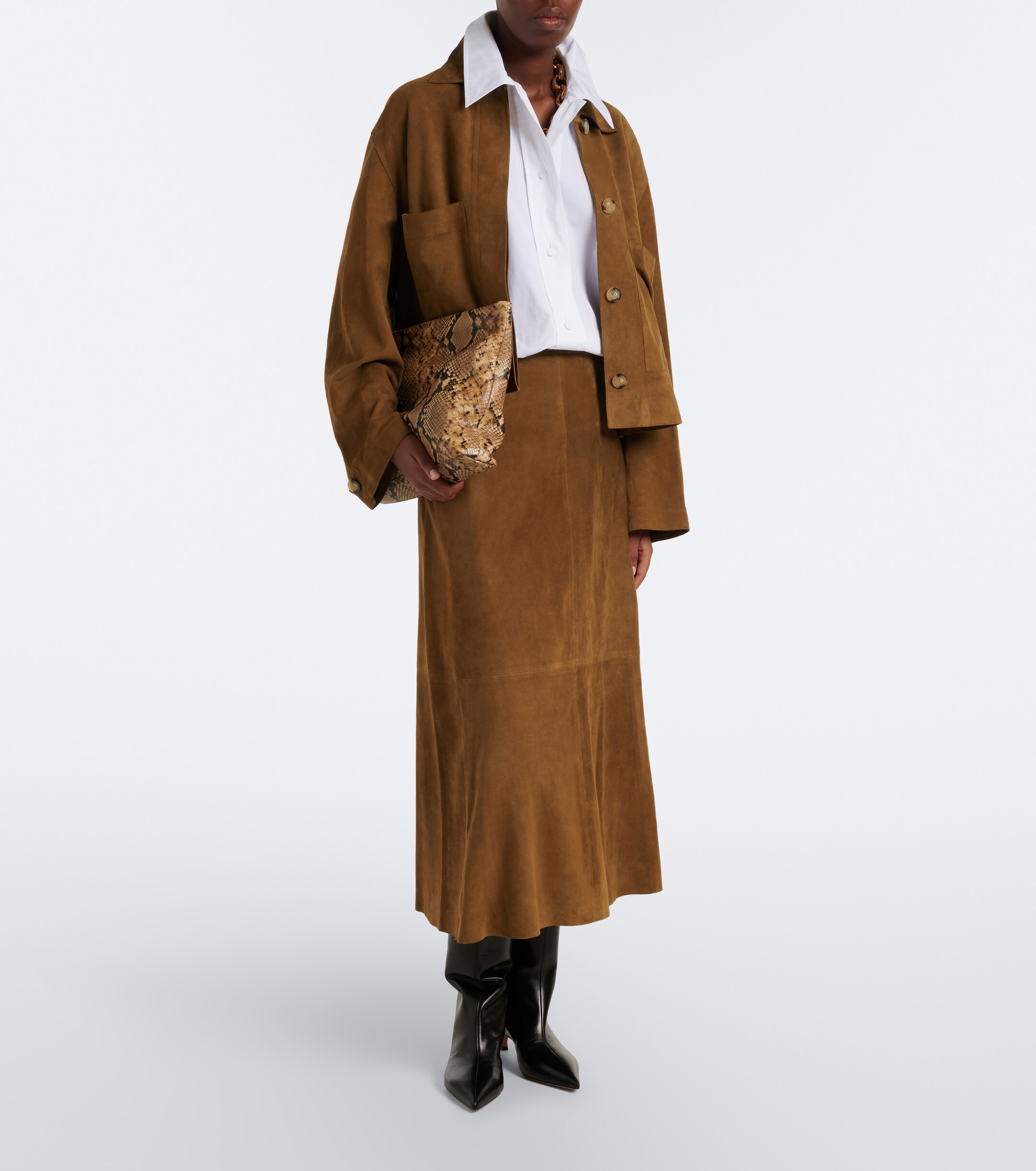 JOSEPH Joseph Helius suede midi skirt